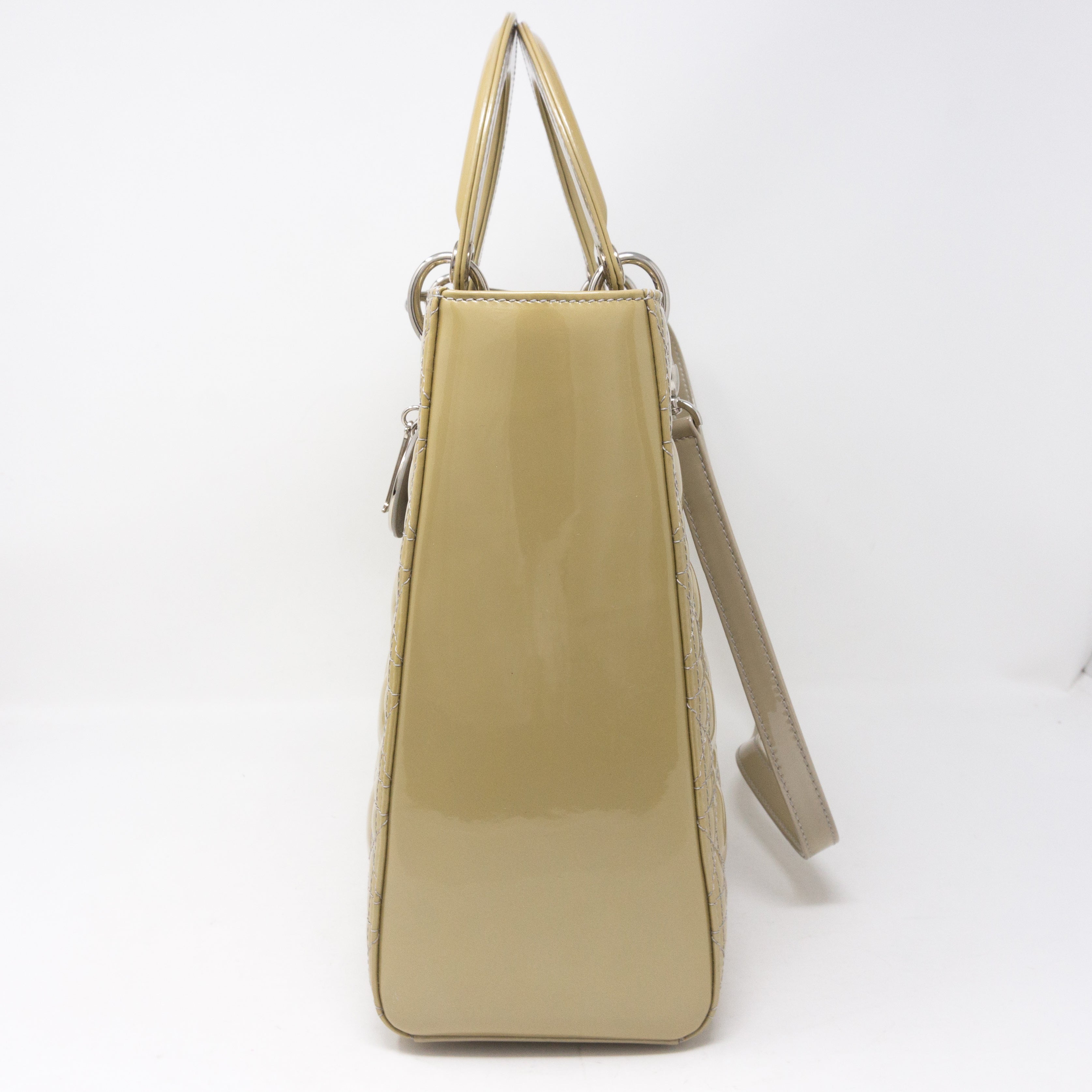 Lady Dior Large Beige Patent Leather