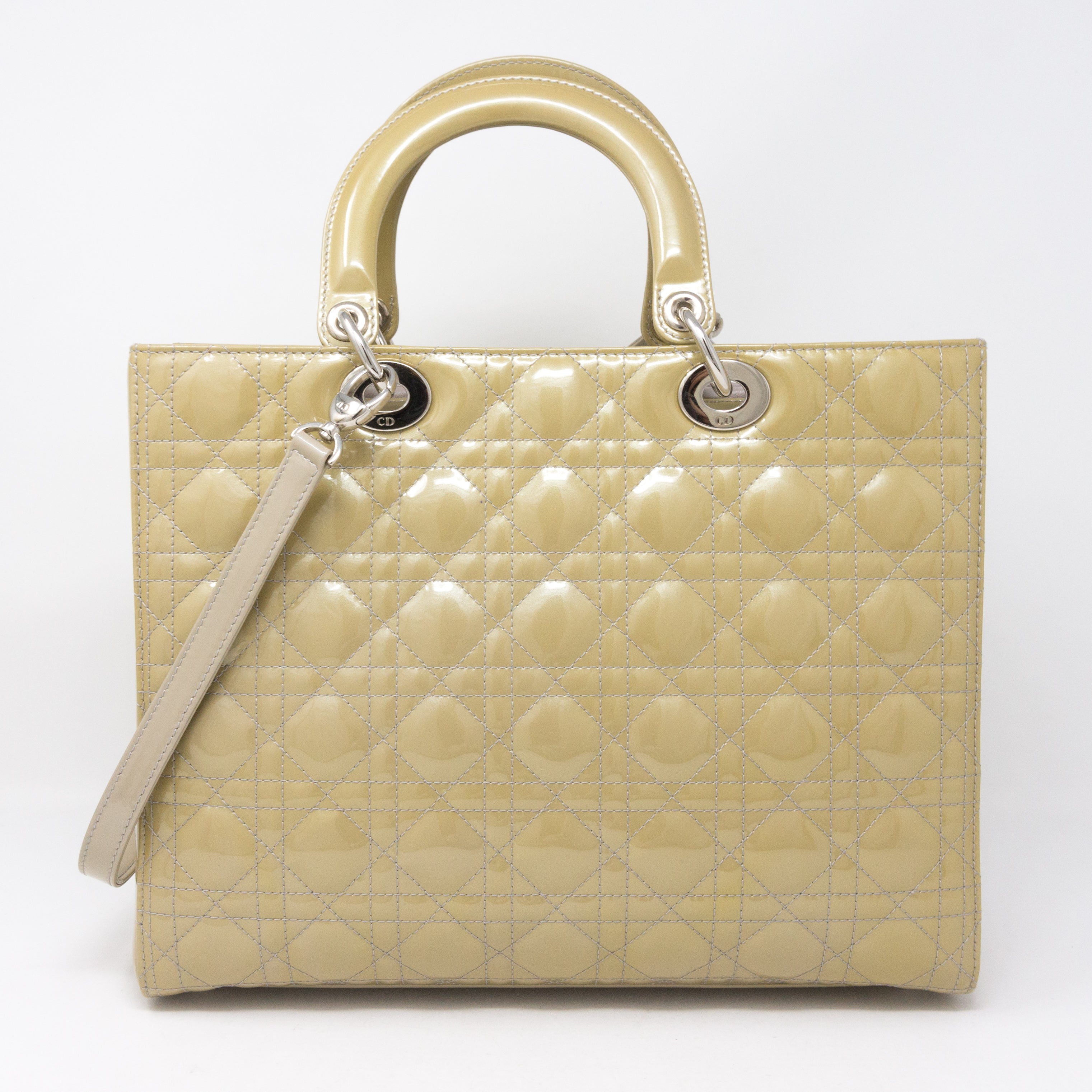 Lady Dior Large Beige Patent Leather