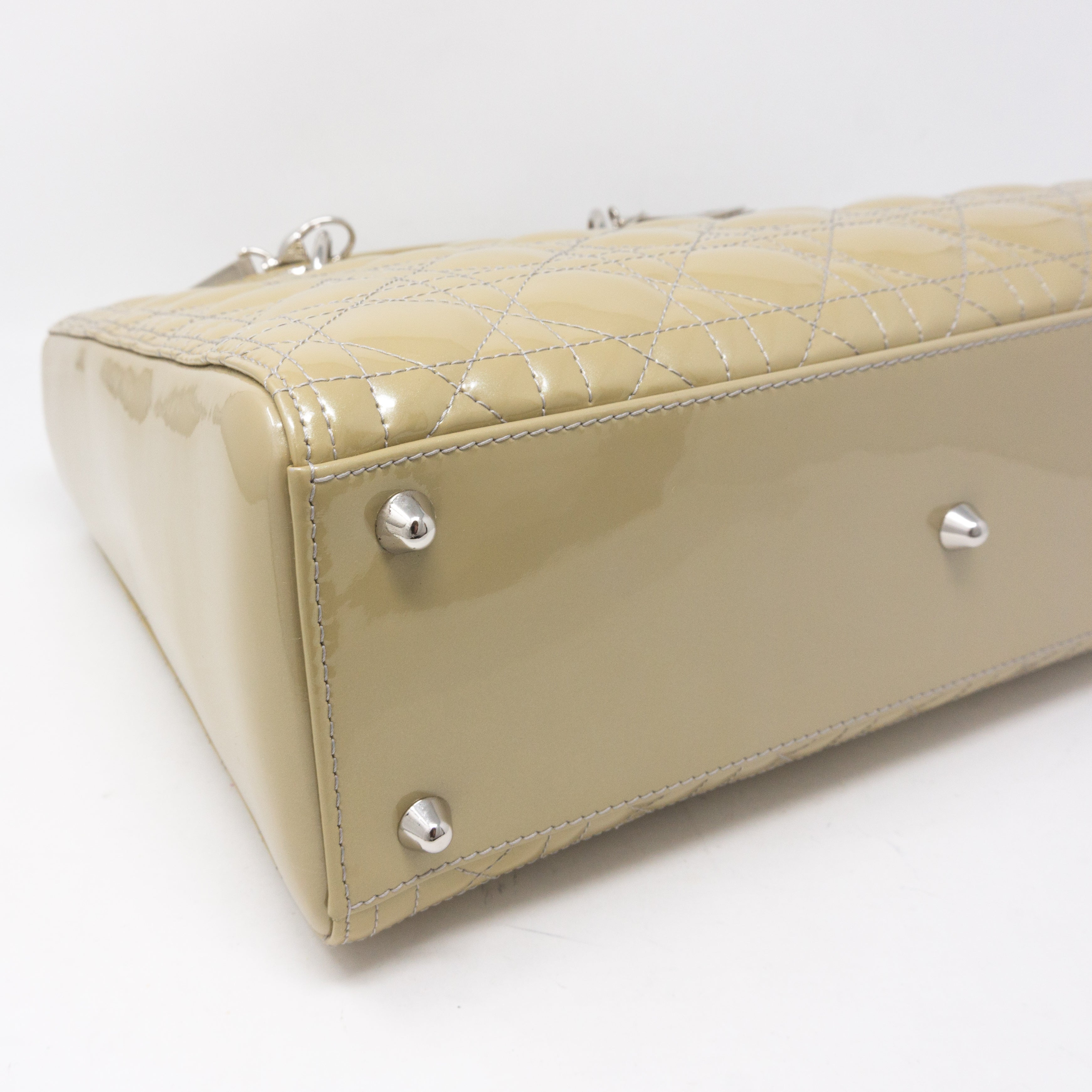 Lady Dior Large Beige Patent Leather