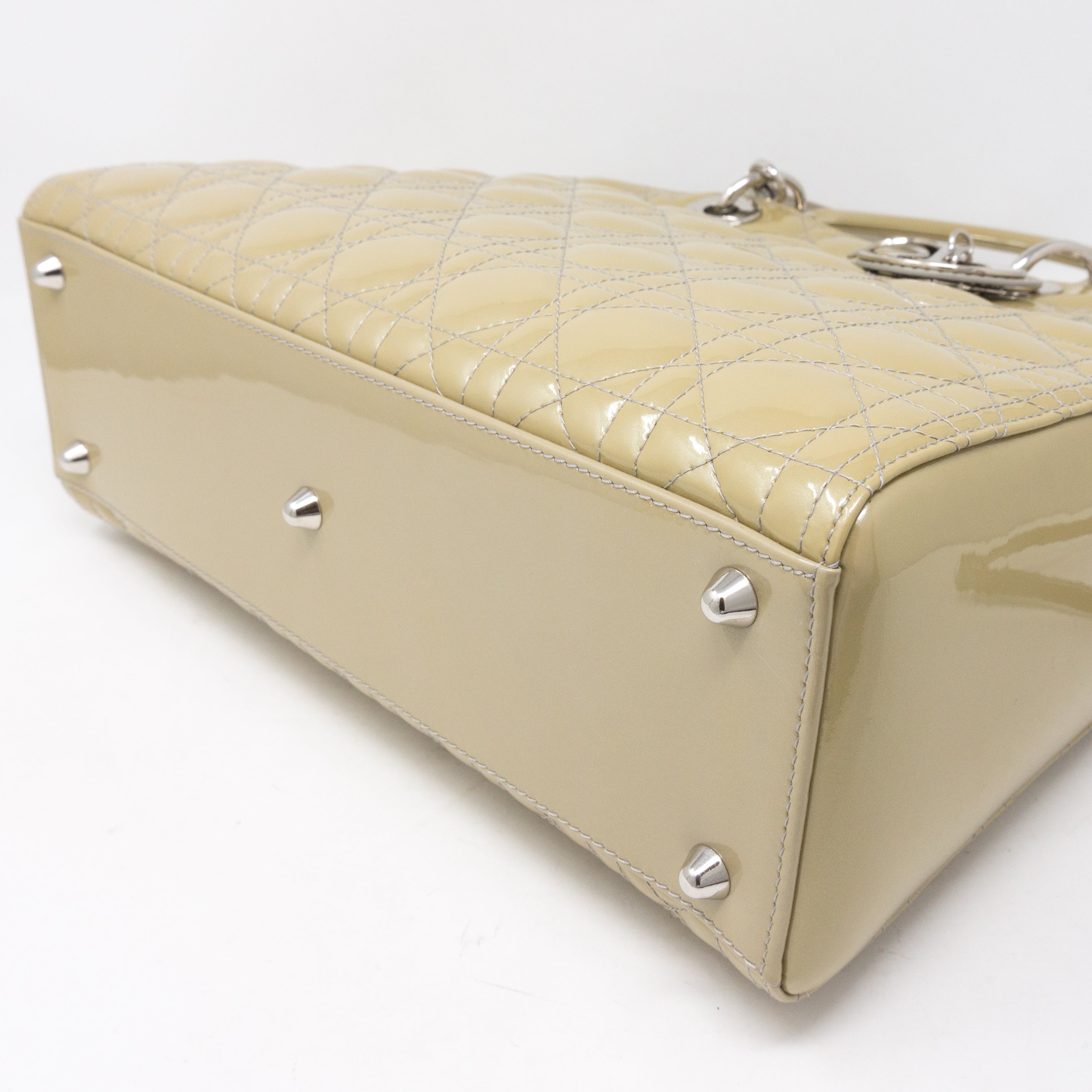 Lady Dior Large Beige Patent Leather