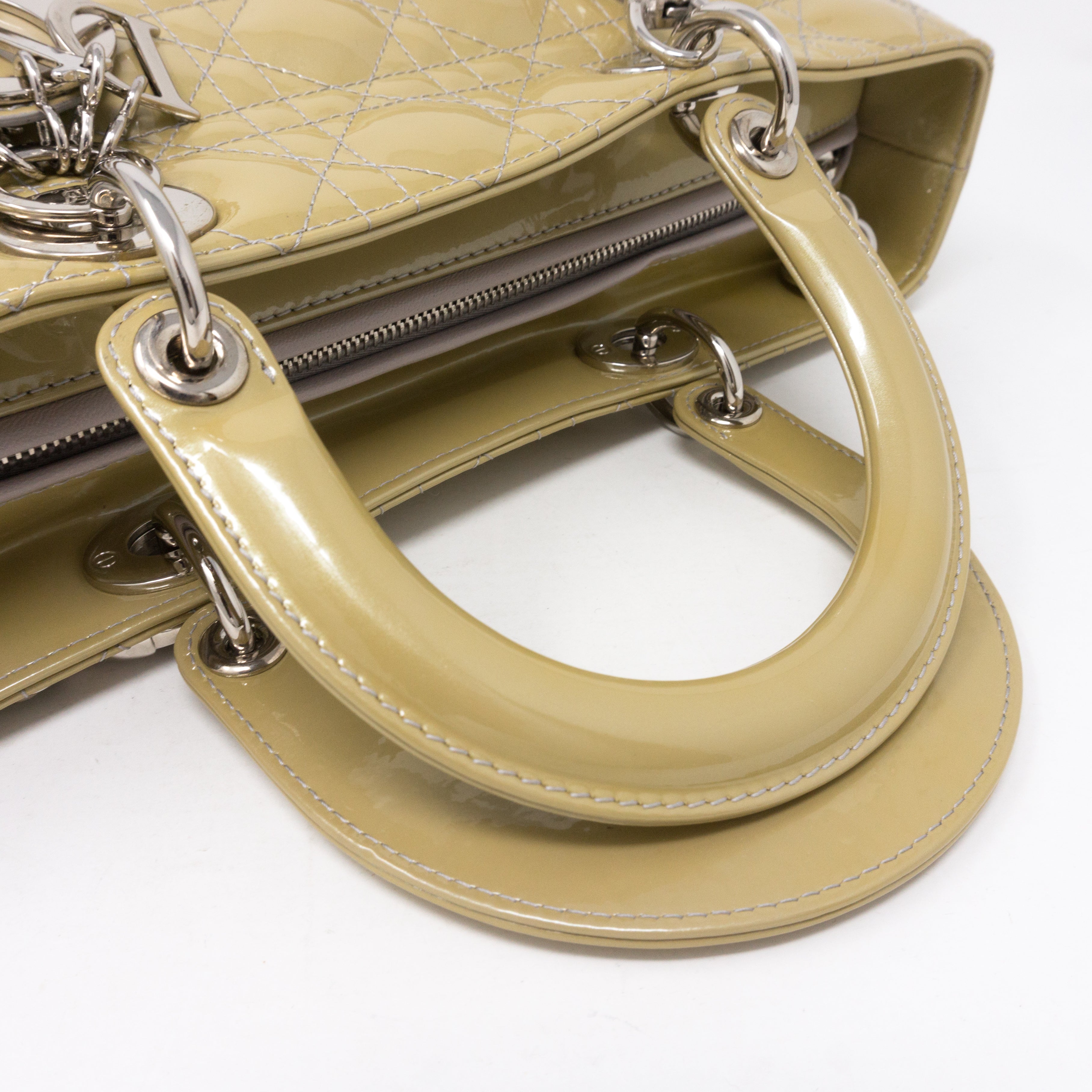 Lady Dior Large Beige Patent Leather