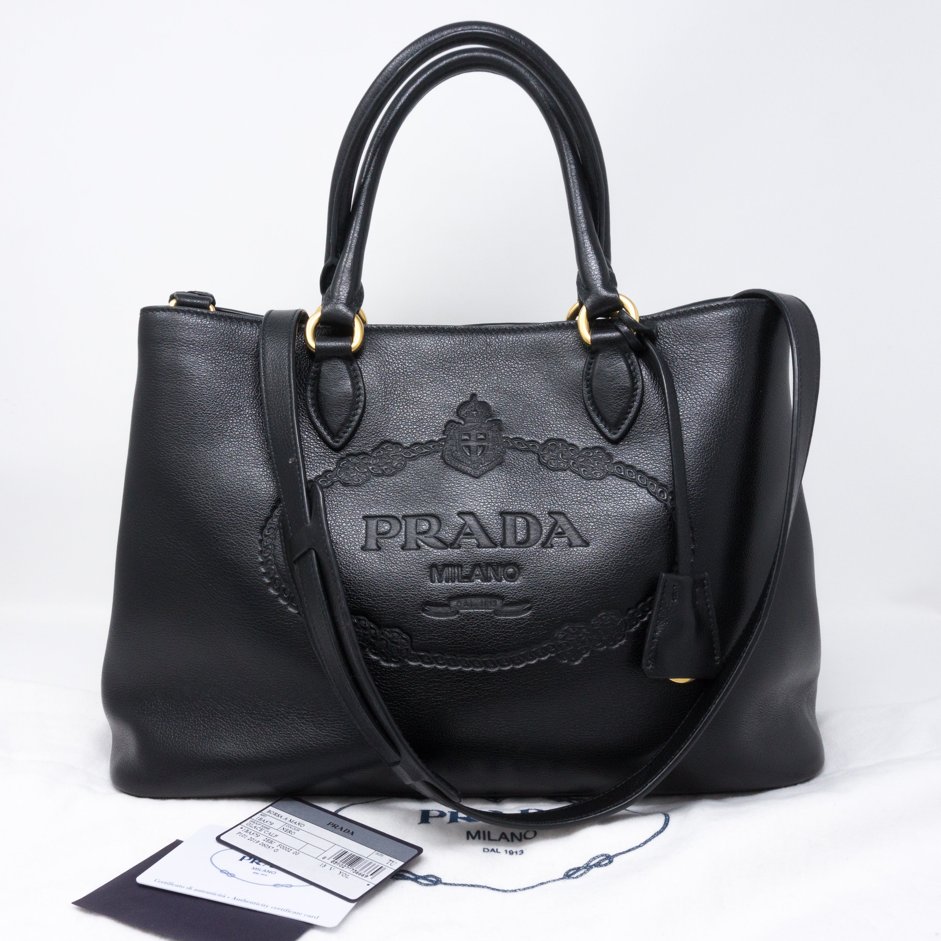 Prada PRADA Denim Kanapa 2way Handbag Black P13259 – NUIR VINTAGE