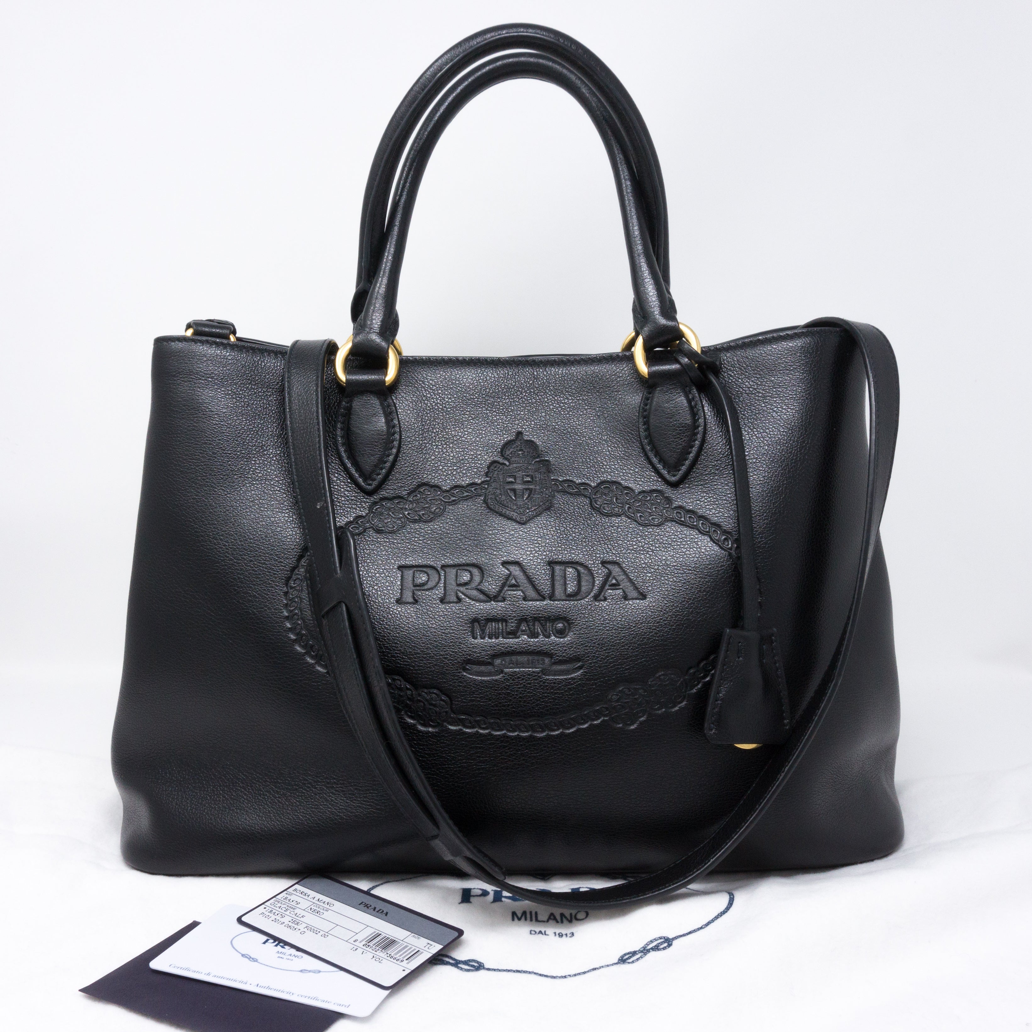 Two-way Handbag Black Leather