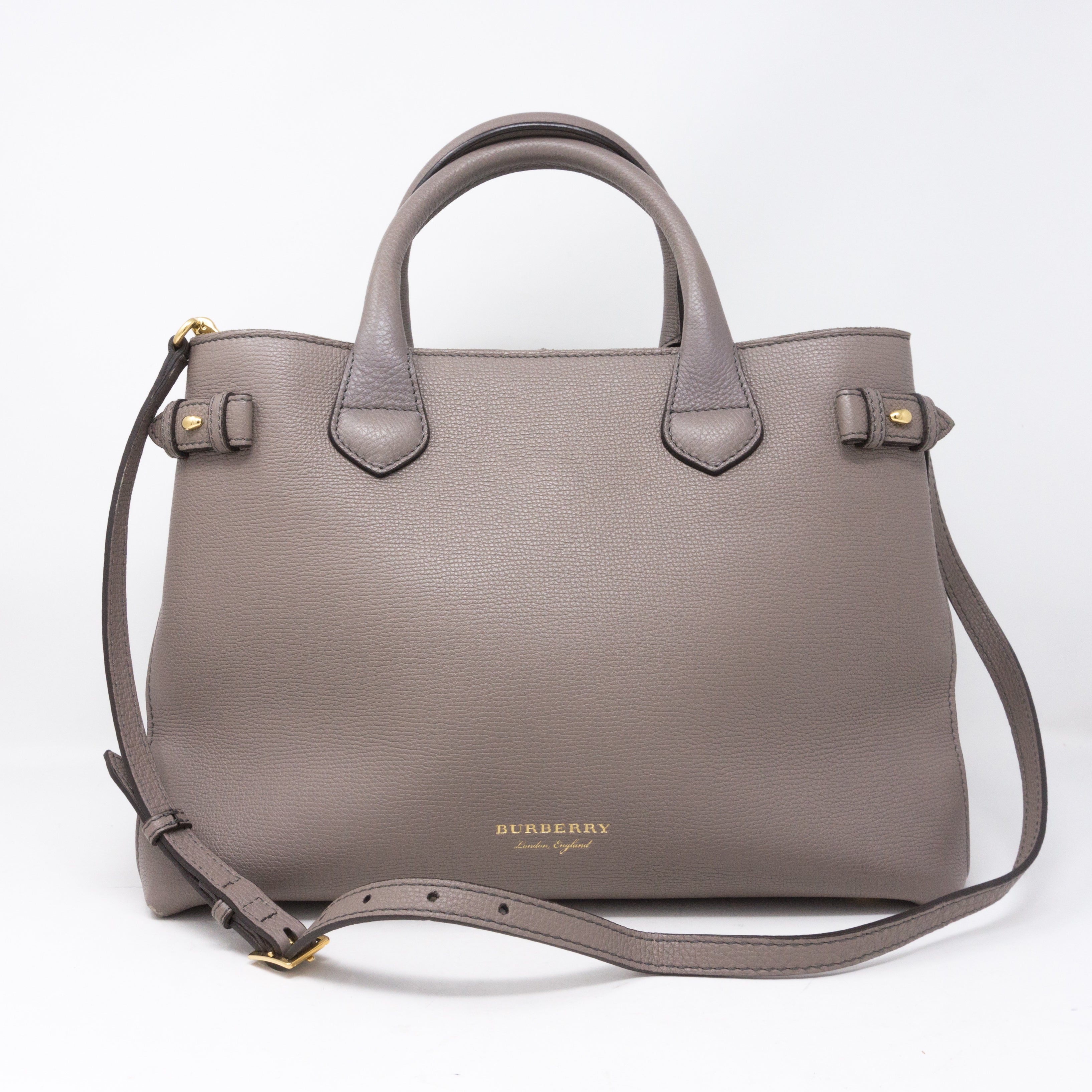 Medium Banner House Check Gray Leather