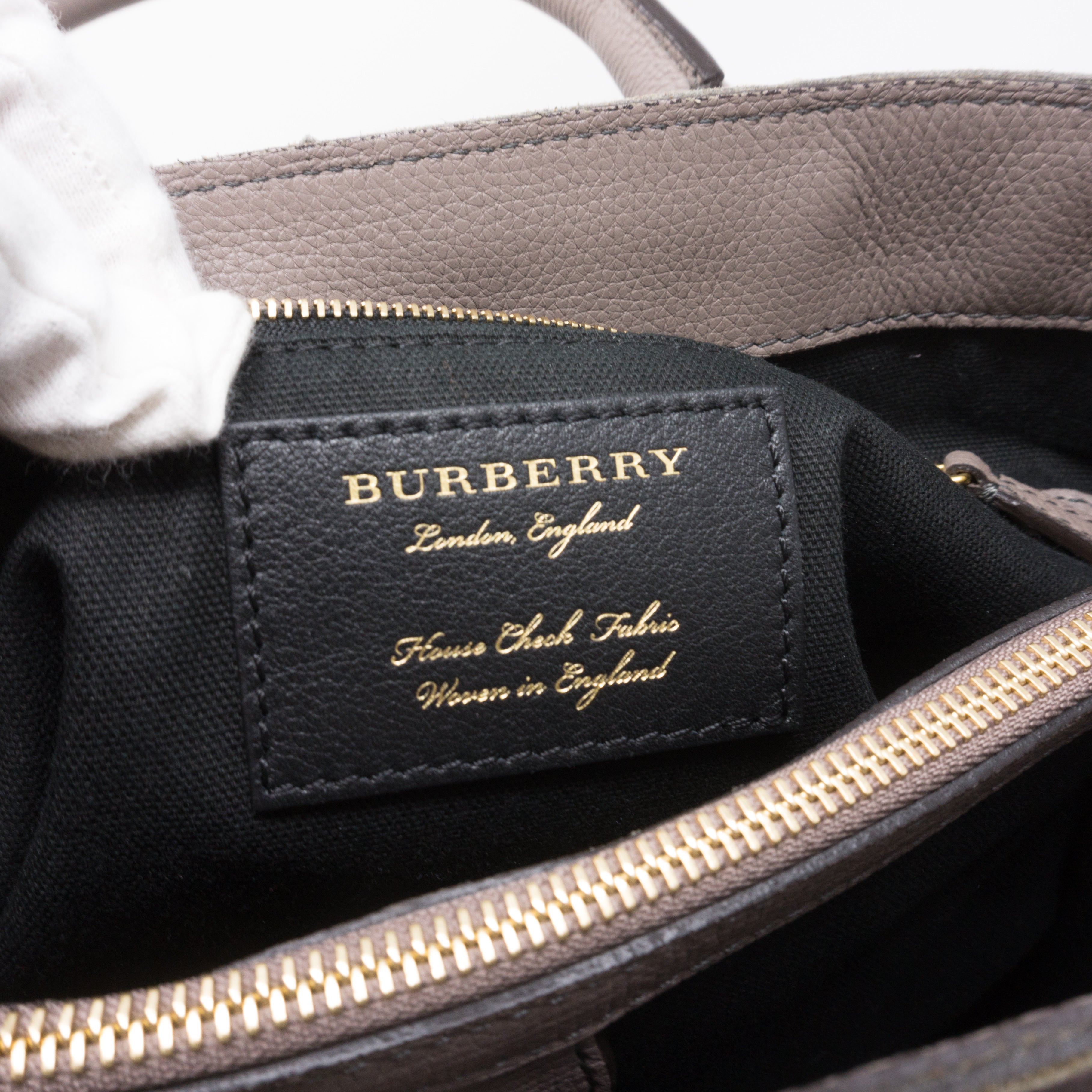 Medium Banner House Check Gray Leather