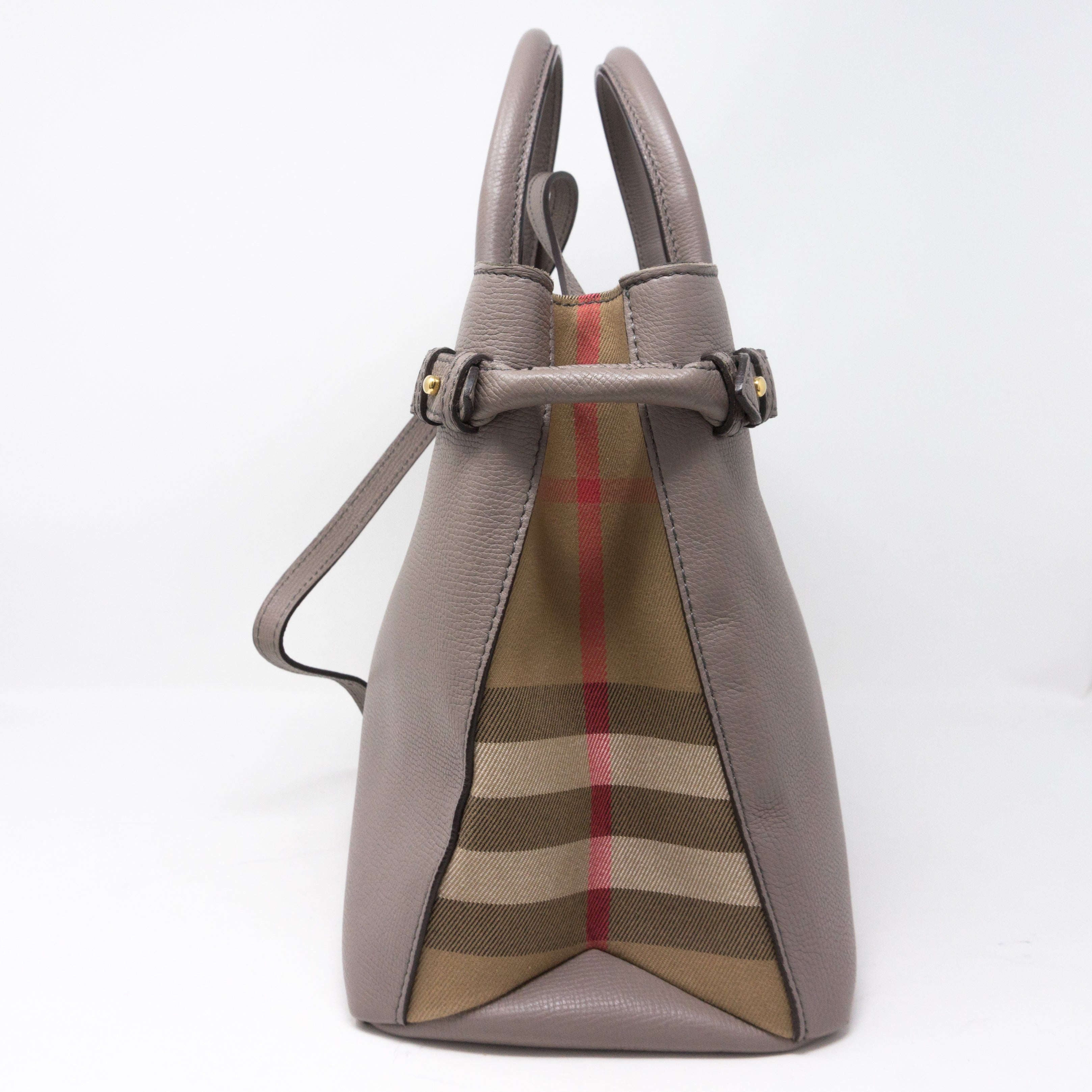 Medium Banner House Check Gray Leather