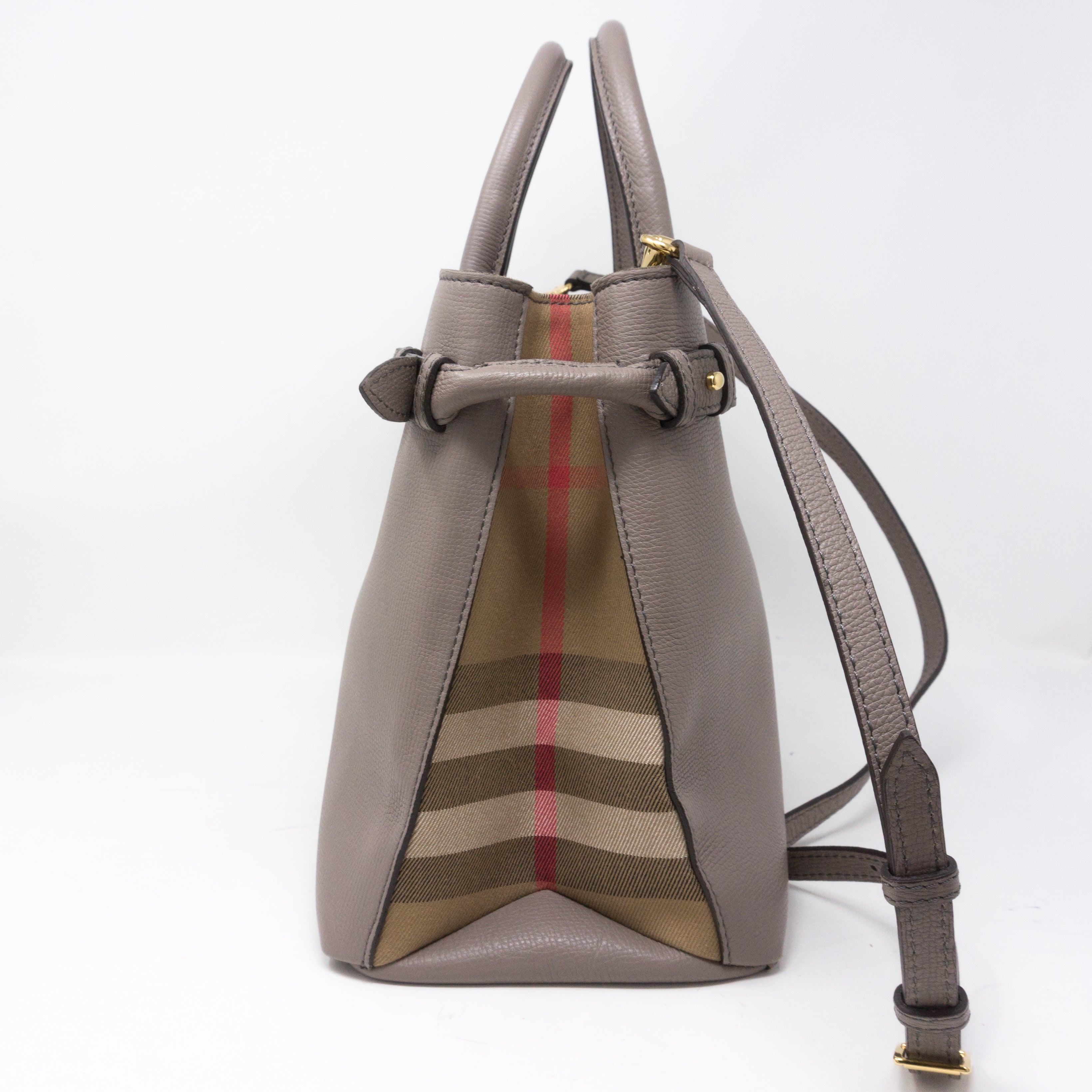 Medium Banner House Check Gray Leather