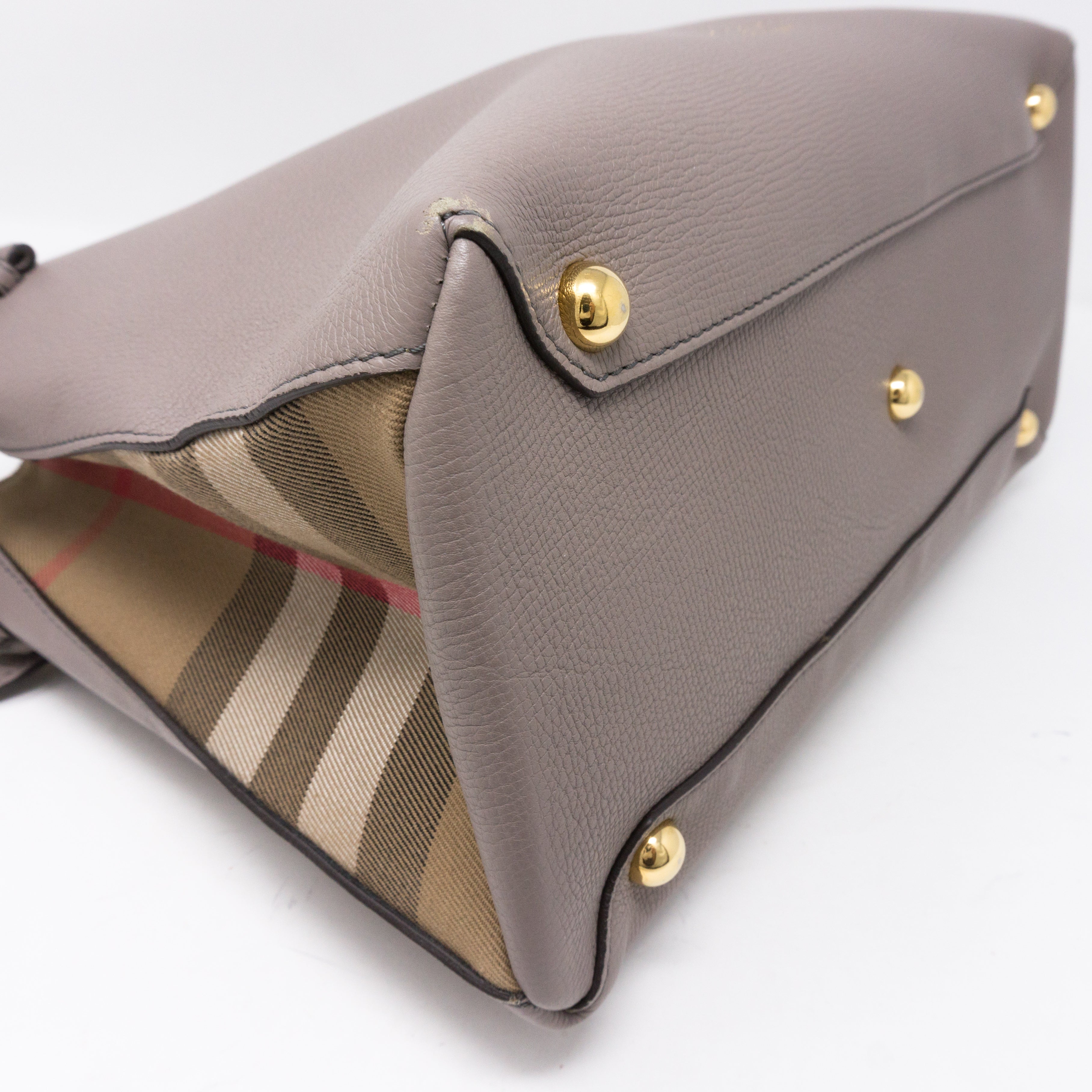 Medium Banner House Check Gray Leather