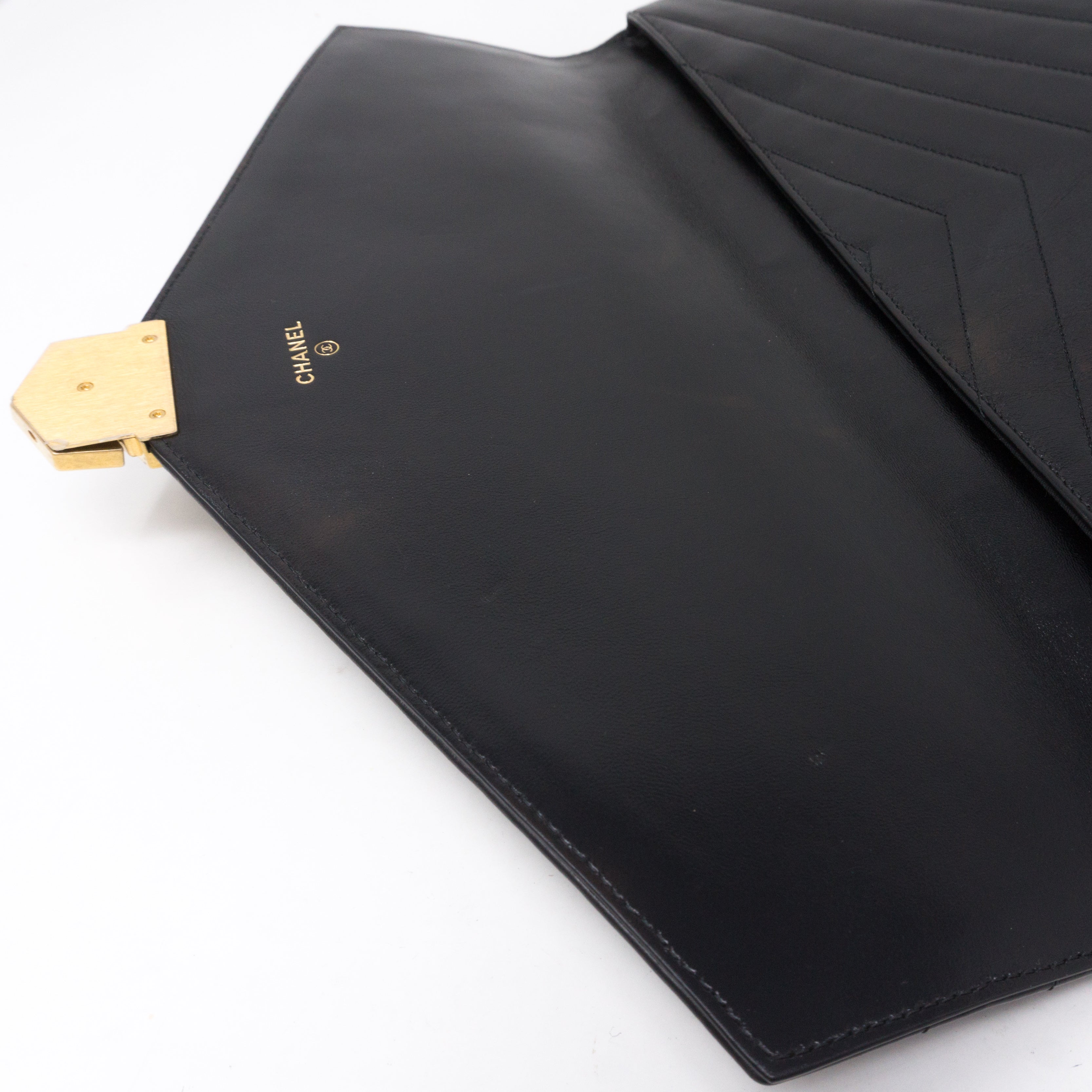 Large Flap Case Black Calf Leather