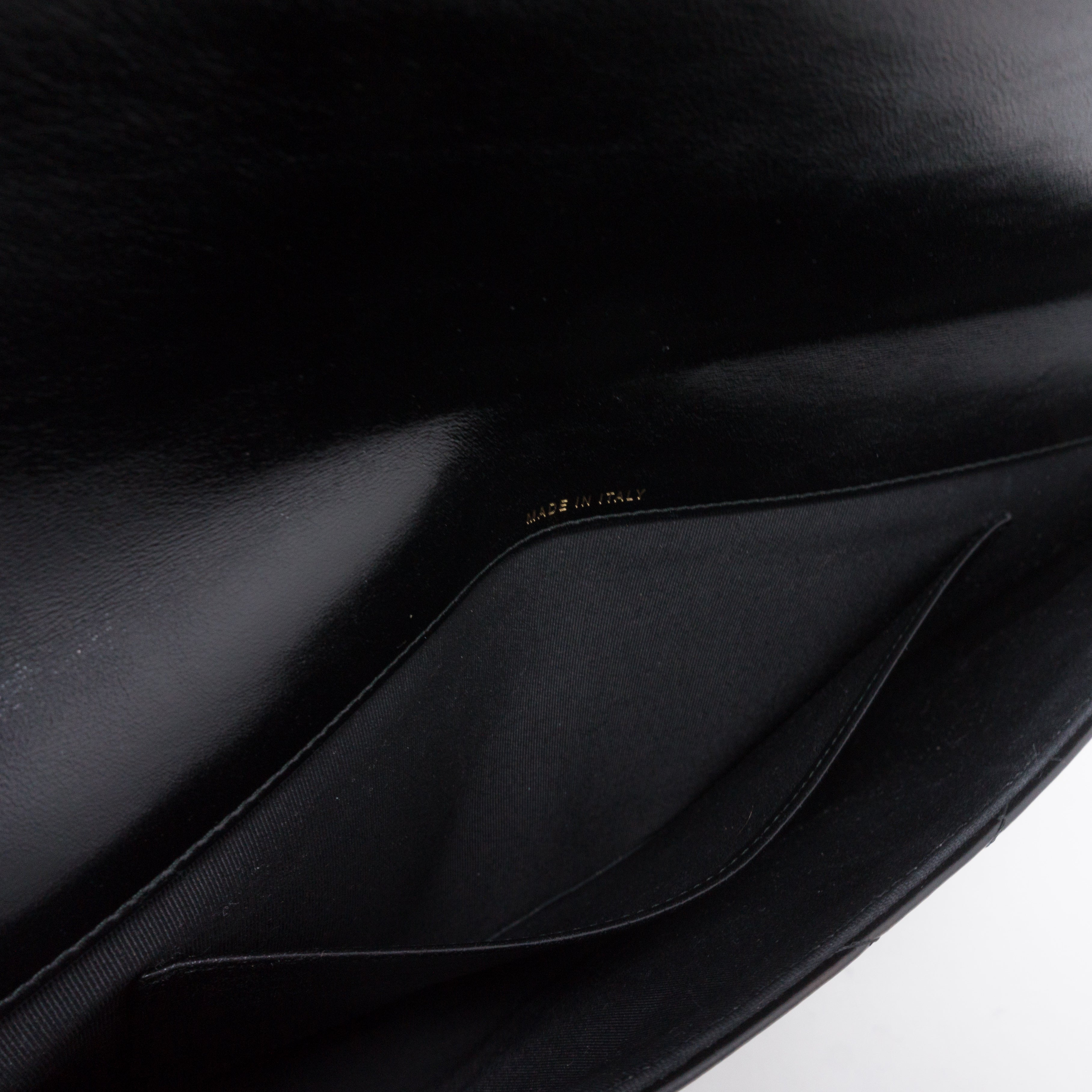 Large Flap Case Black Calf Leather