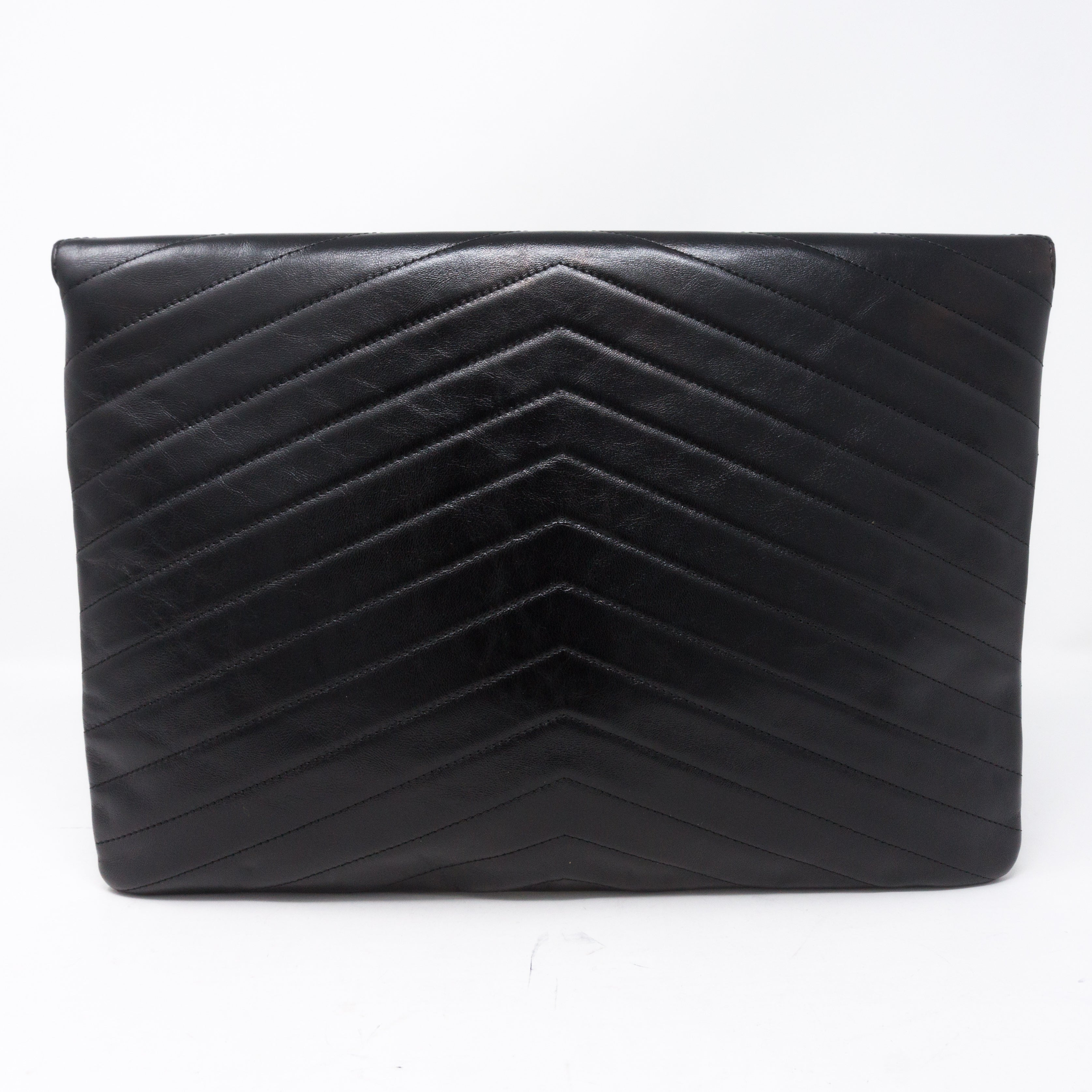 Large Flap Case Black Calf Leather
