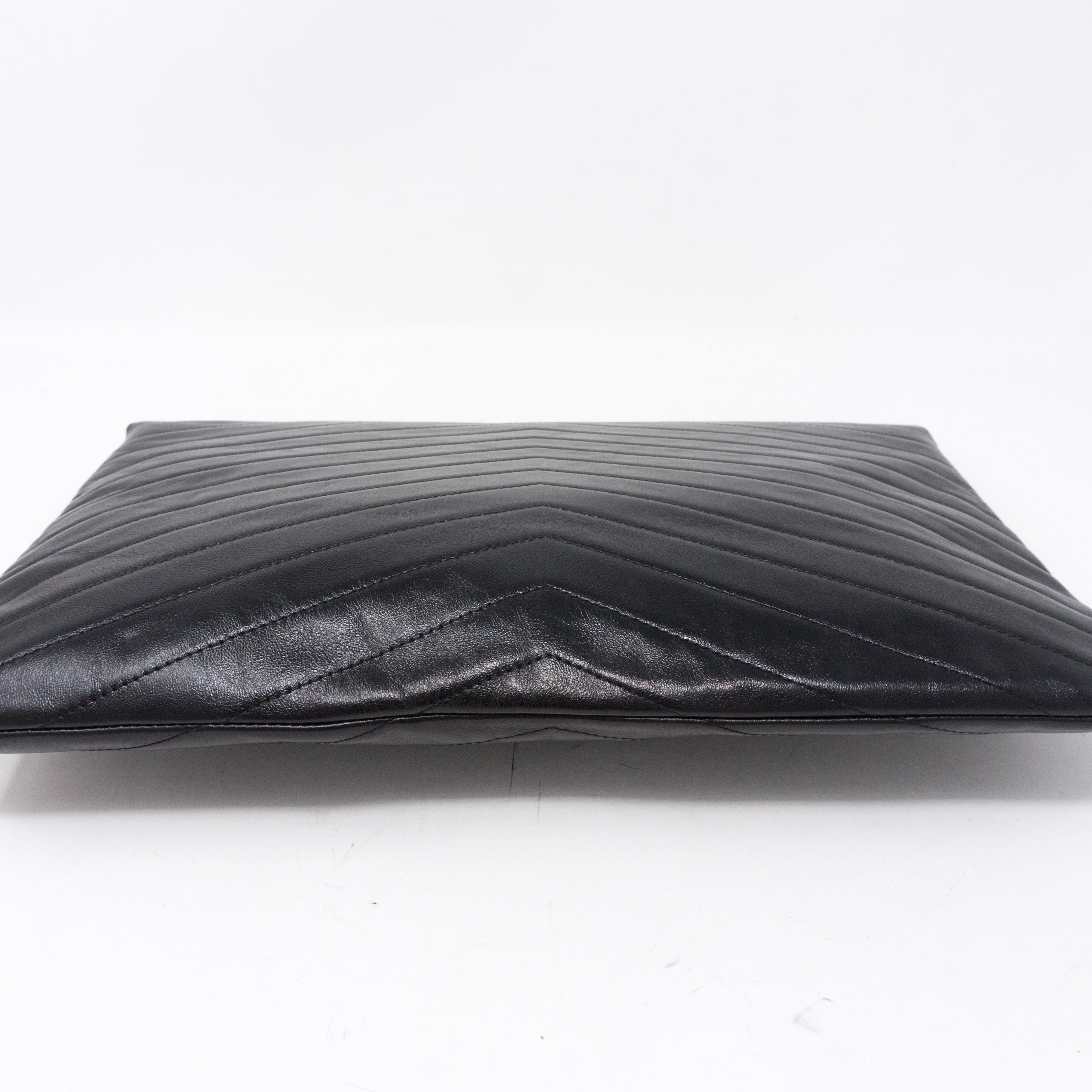 Large Flap Case Black Calf Leather