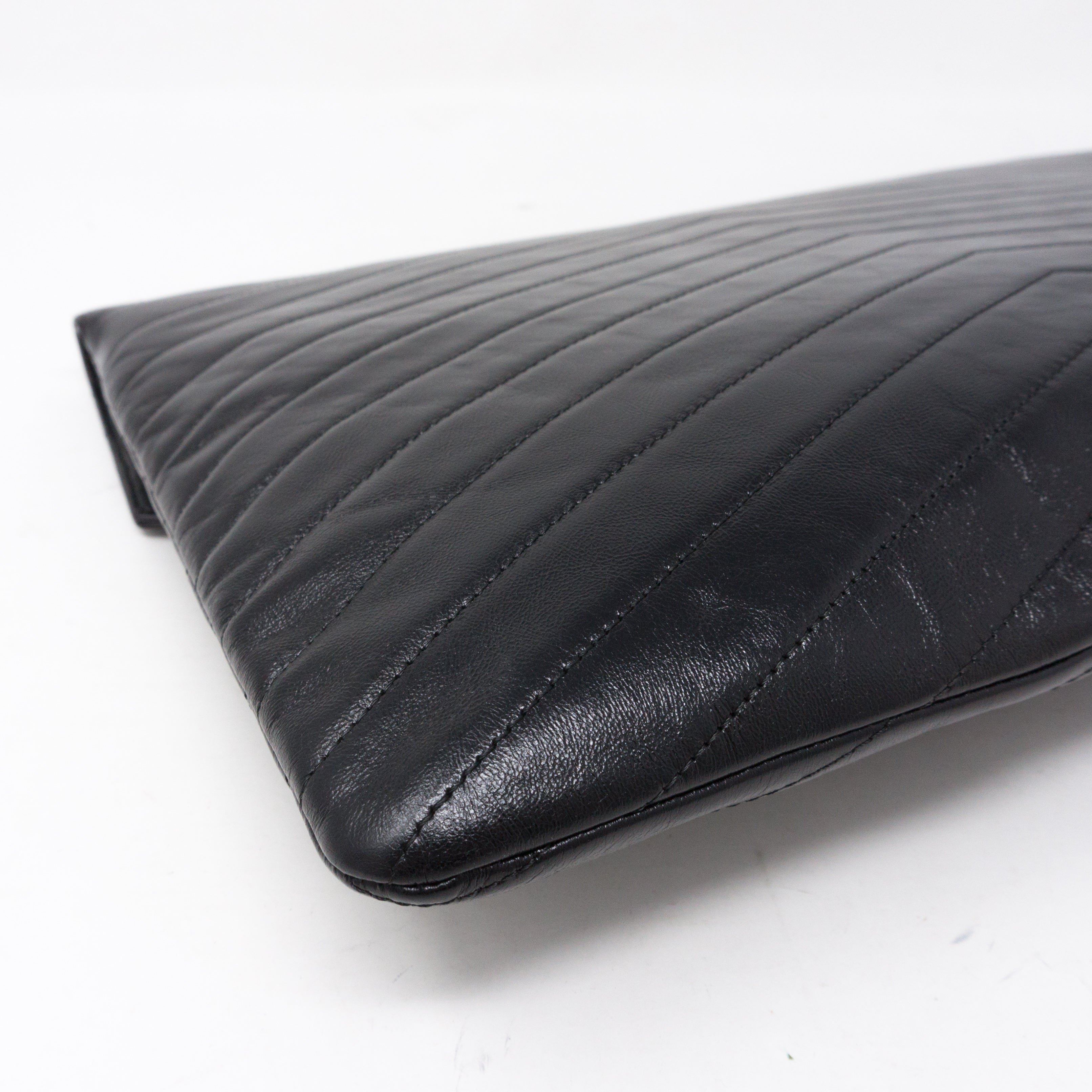 Large Flap Case Black Calf Leather