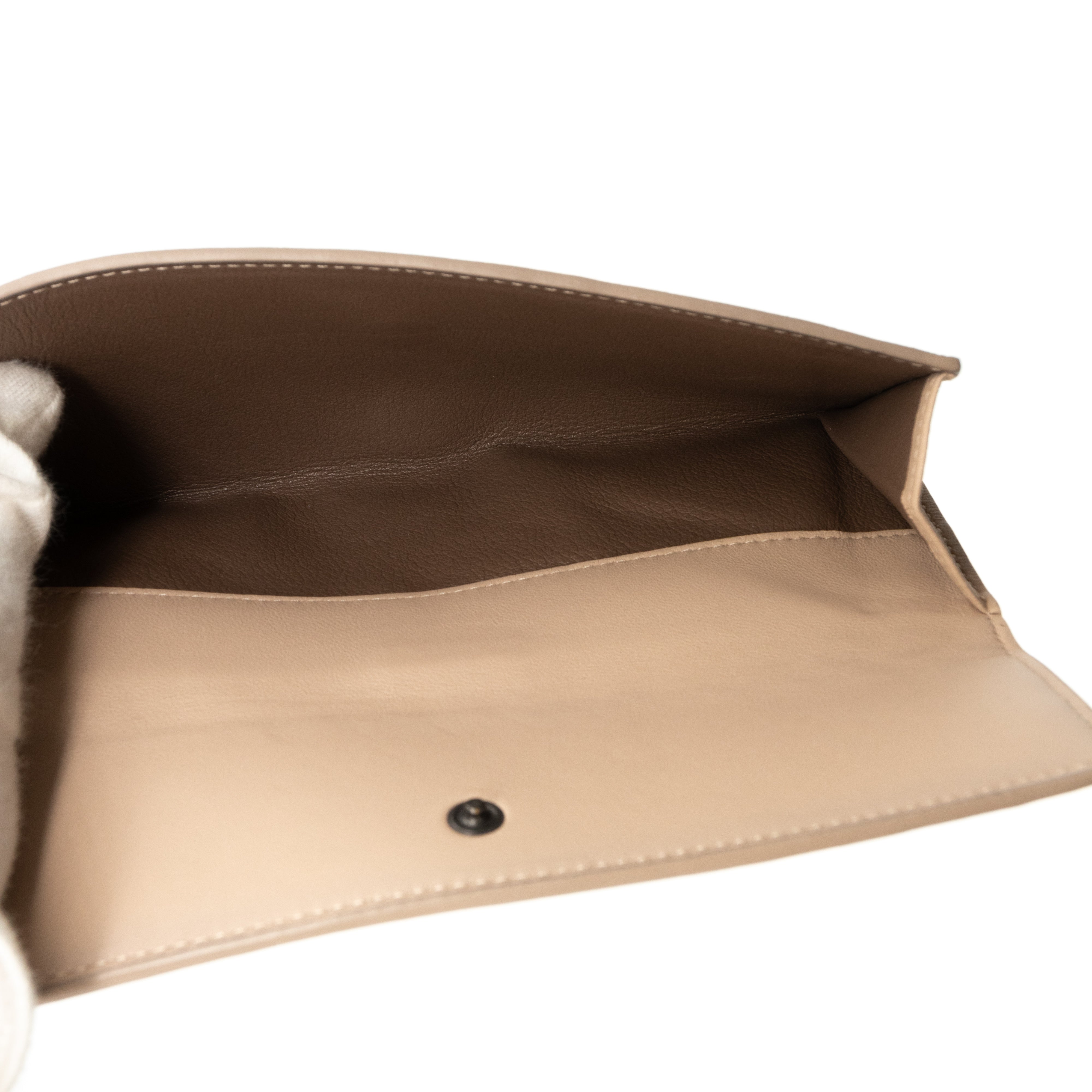 Trifold Wallet Embroidered Intrecciato Leather Beige