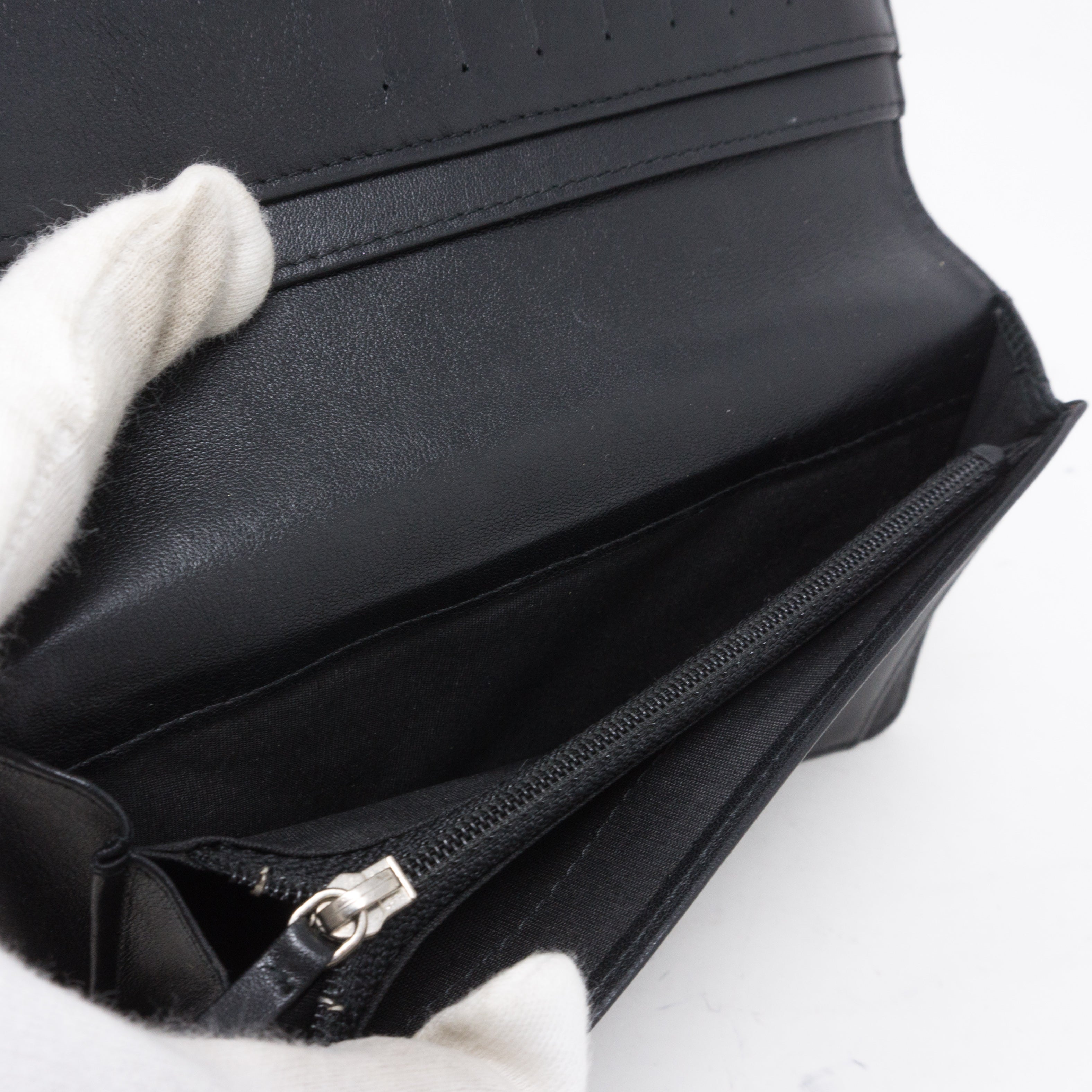 Classic Long Flap Wallet Black Patent Leather