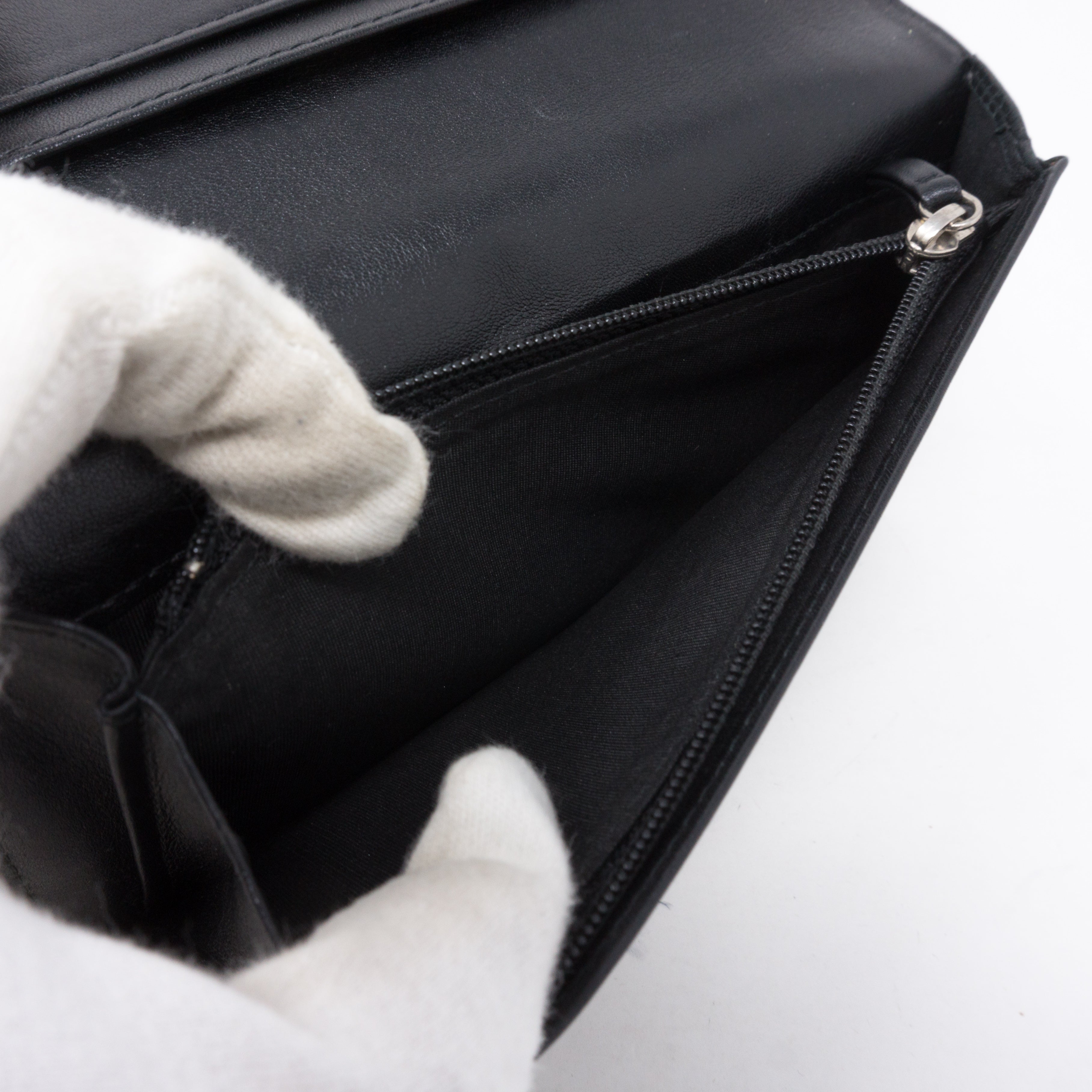 Classic Long Flap Wallet Black Patent Leather