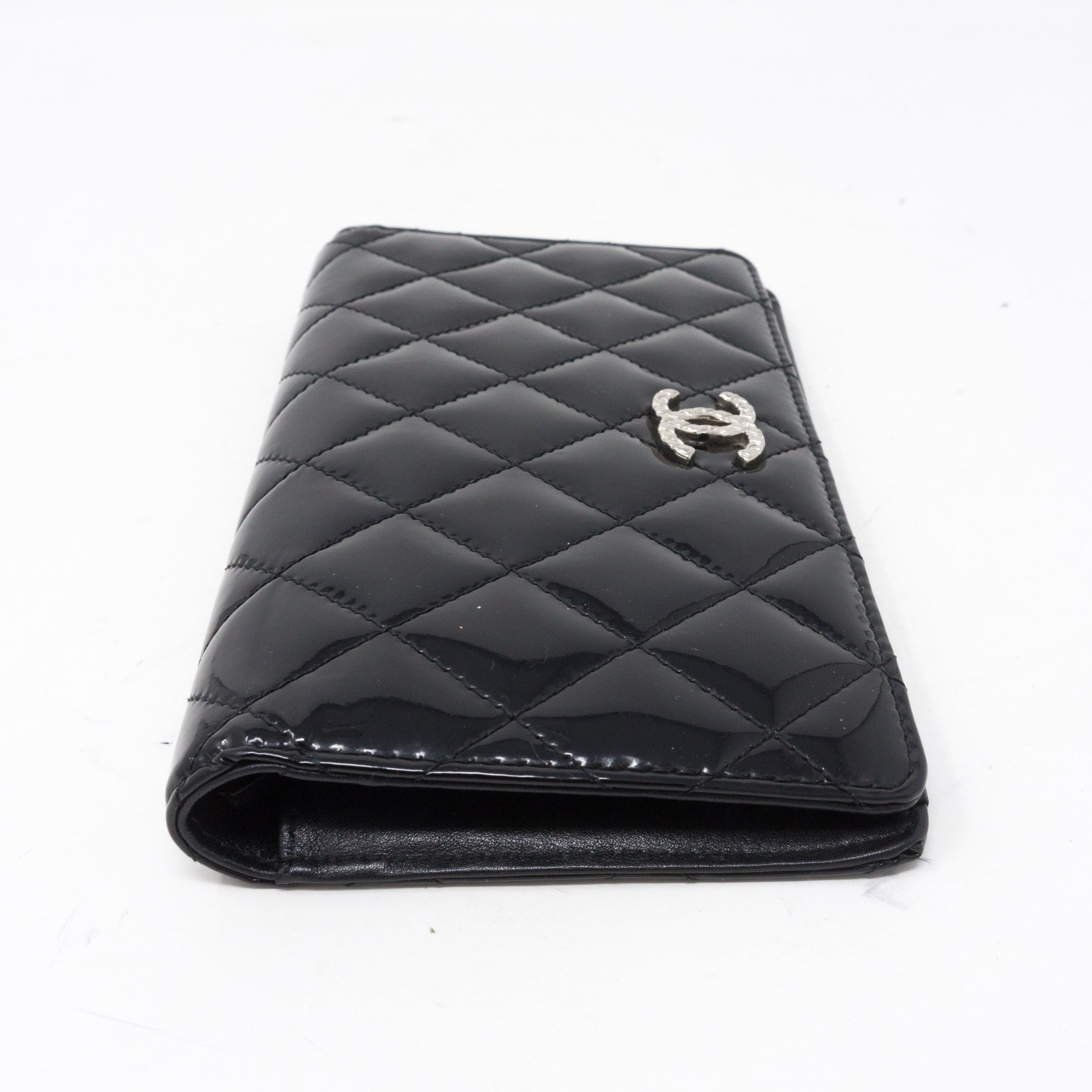 Classic Long Flap Wallet Black Patent Leather