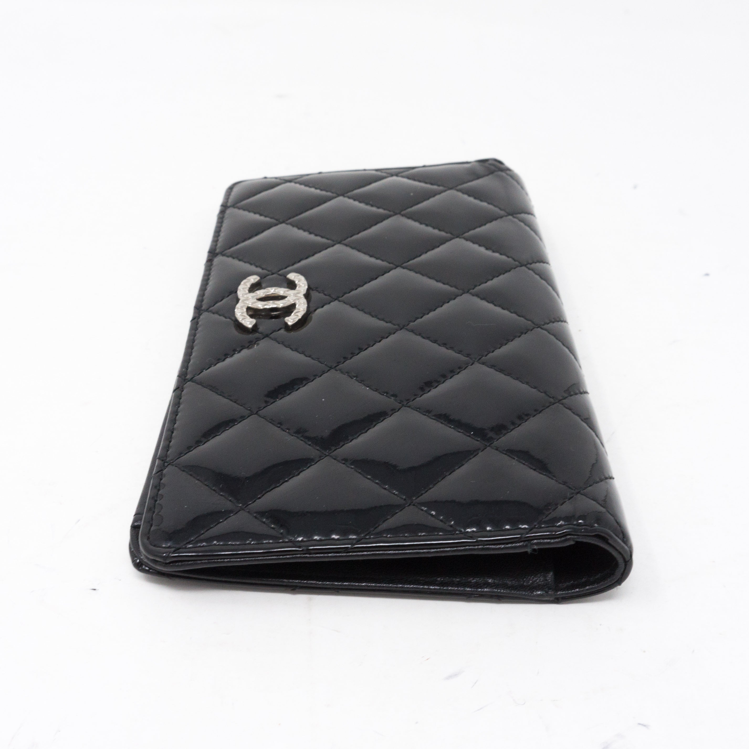 Classic Long Flap Wallet Black Patent Leather