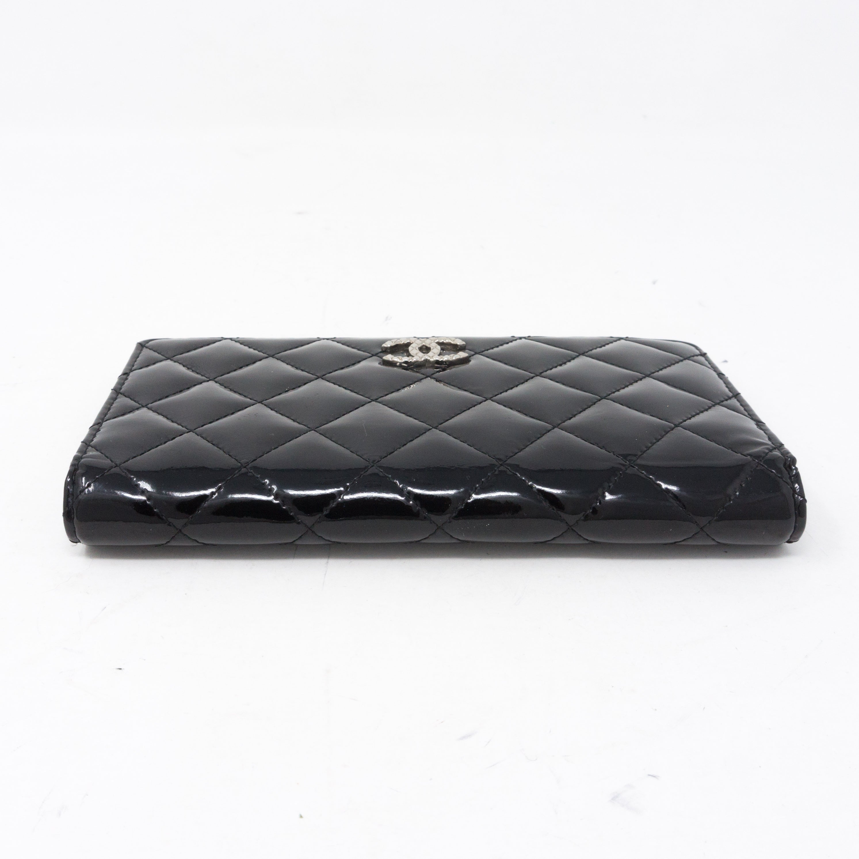 Classic Long Flap Wallet Black Patent Leather