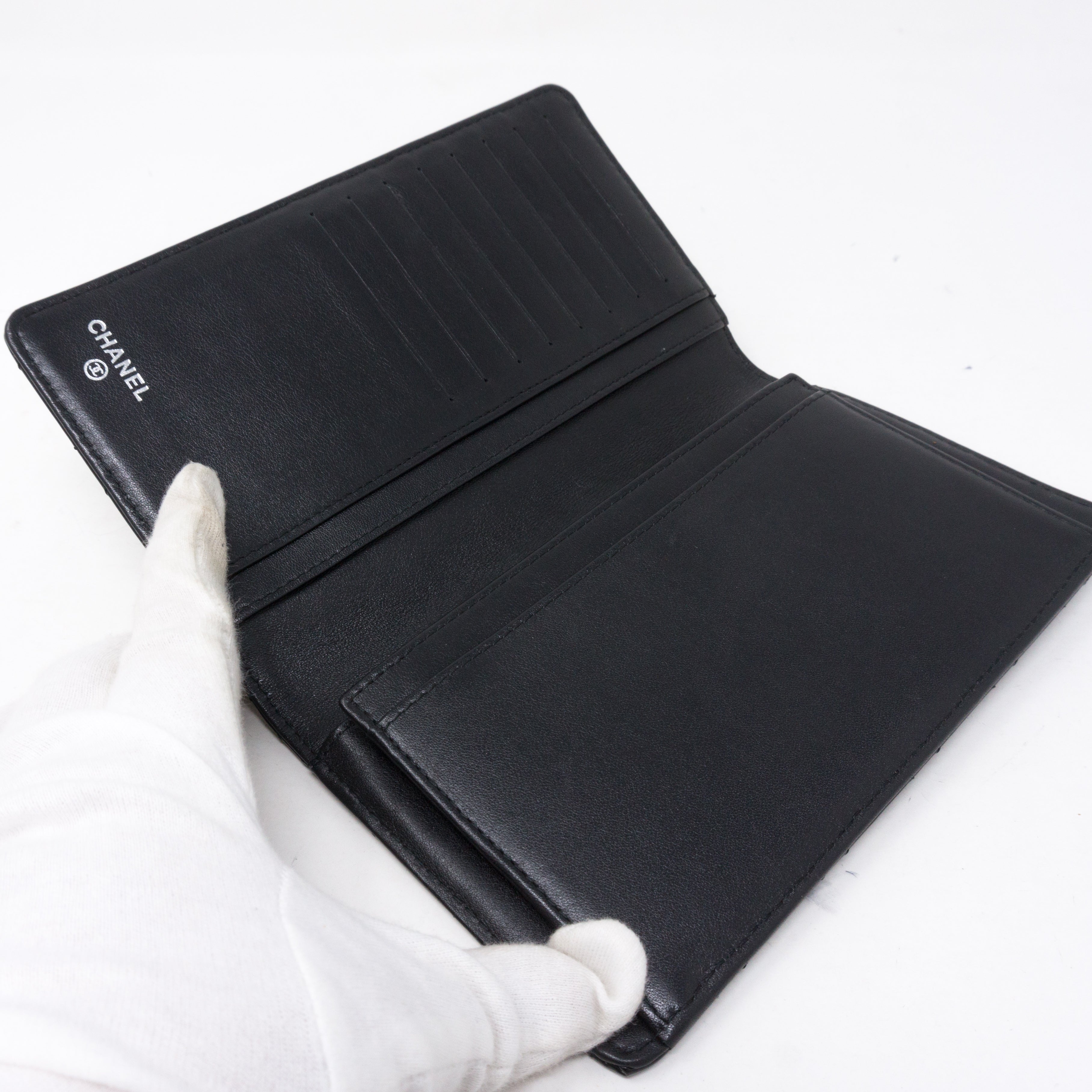Classic Long Flap Wallet Black Patent Leather