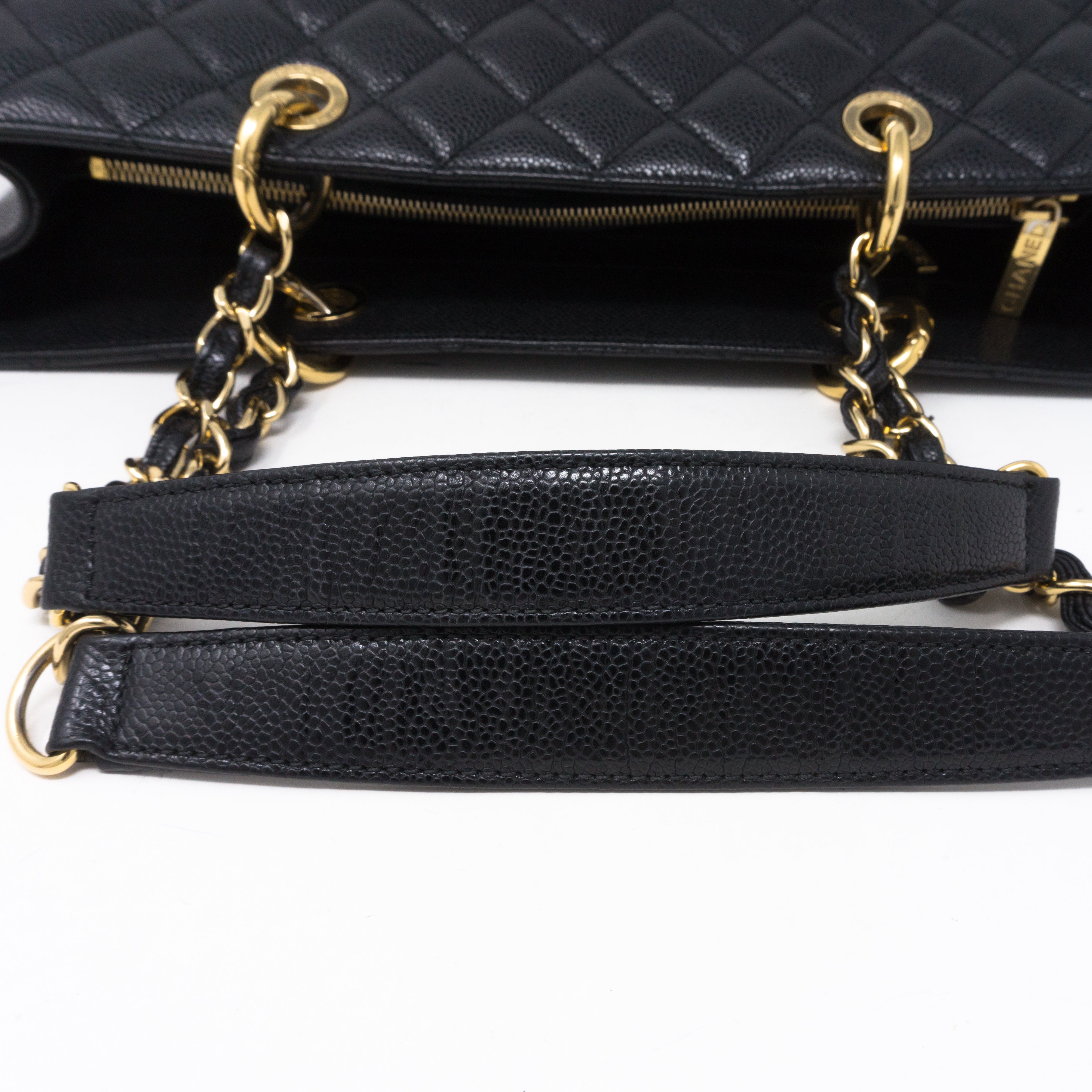 GST XL Grand Shopping Tote Black Caviar Gold