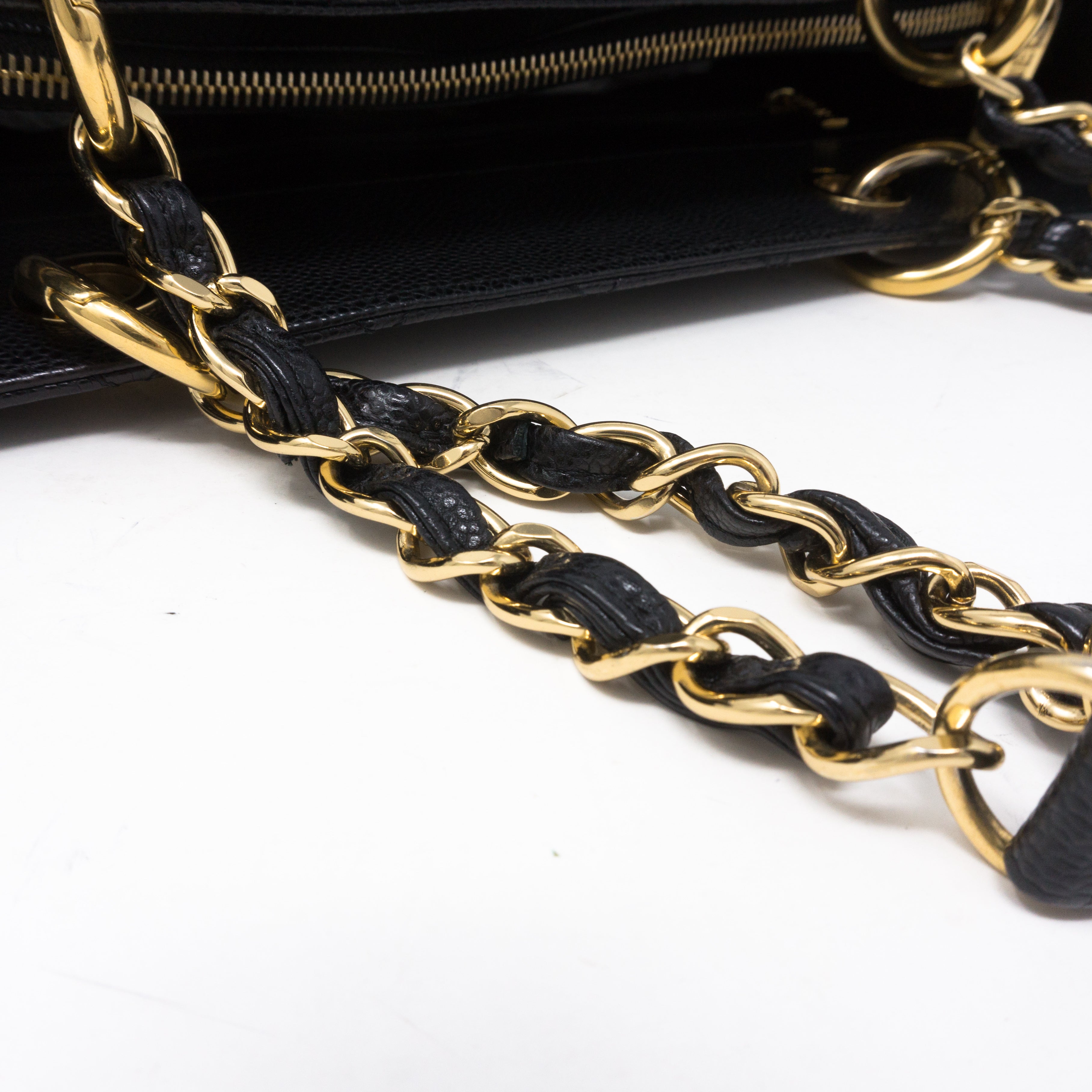 GST XL Grand Shopping Tote Black Caviar Gold