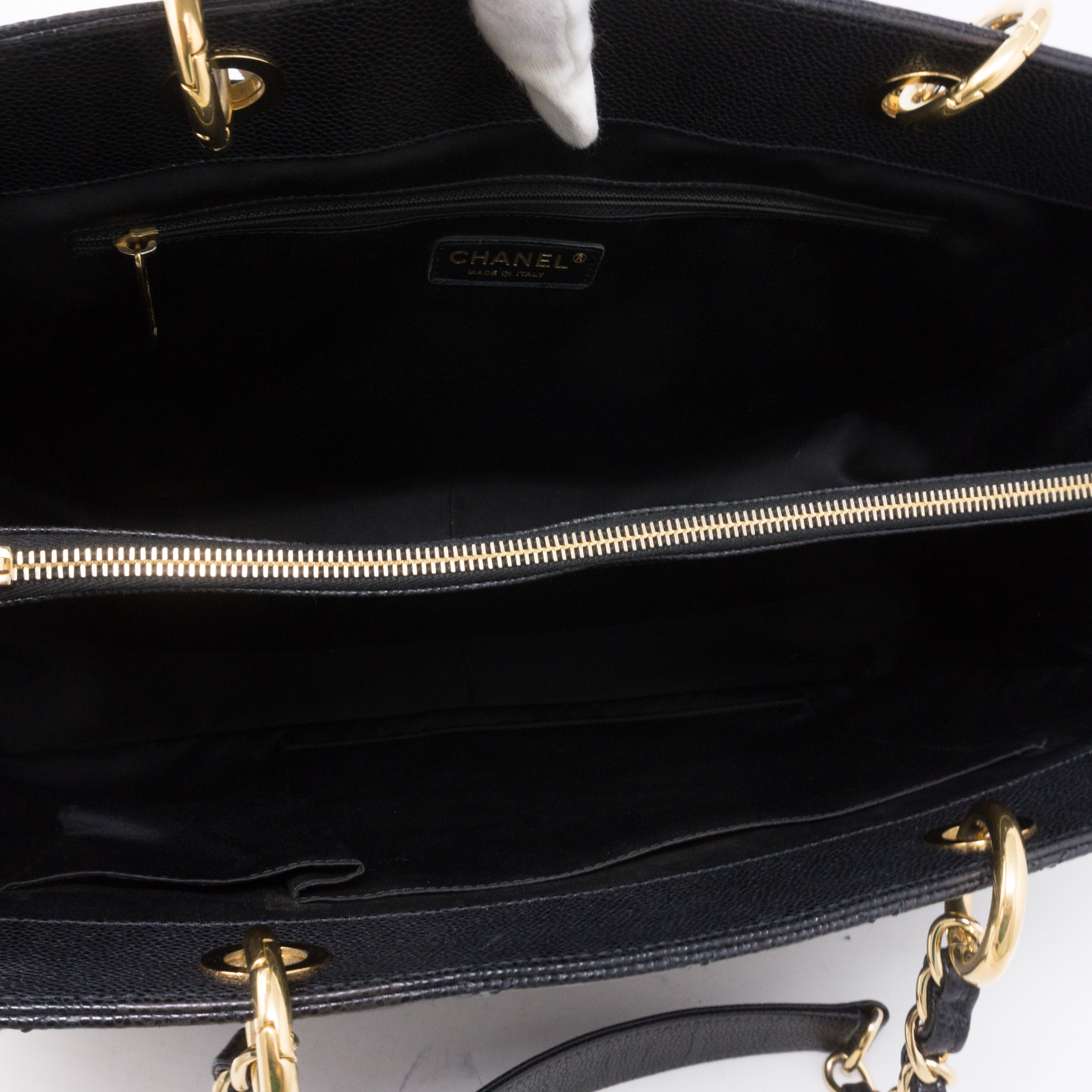 GST XL Grand Shopping Tote Black Caviar Gold