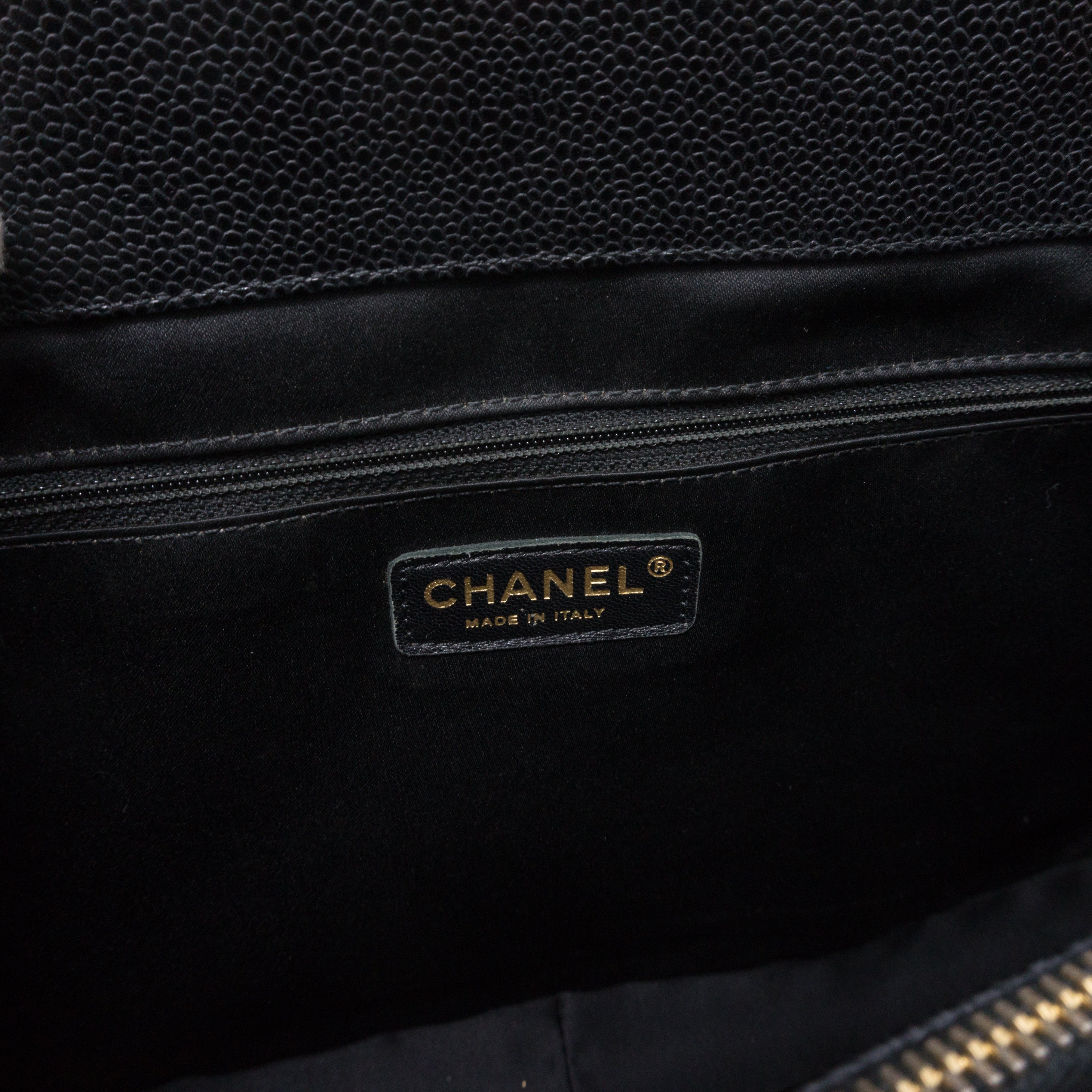 GST XL Grand Shopping Tote Black Caviar Gold