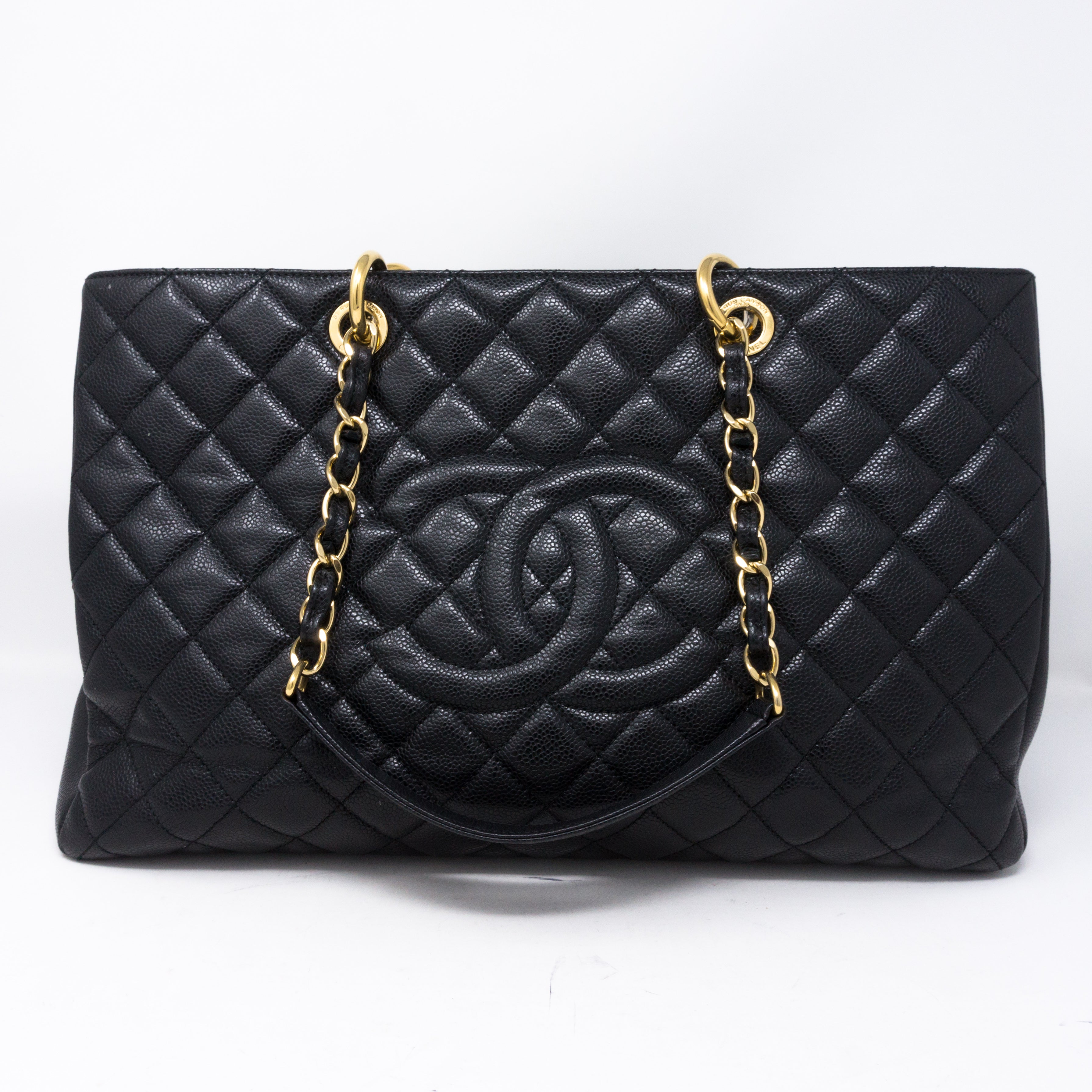 GST XL Grand Shopping Tote Black Caviar Gold