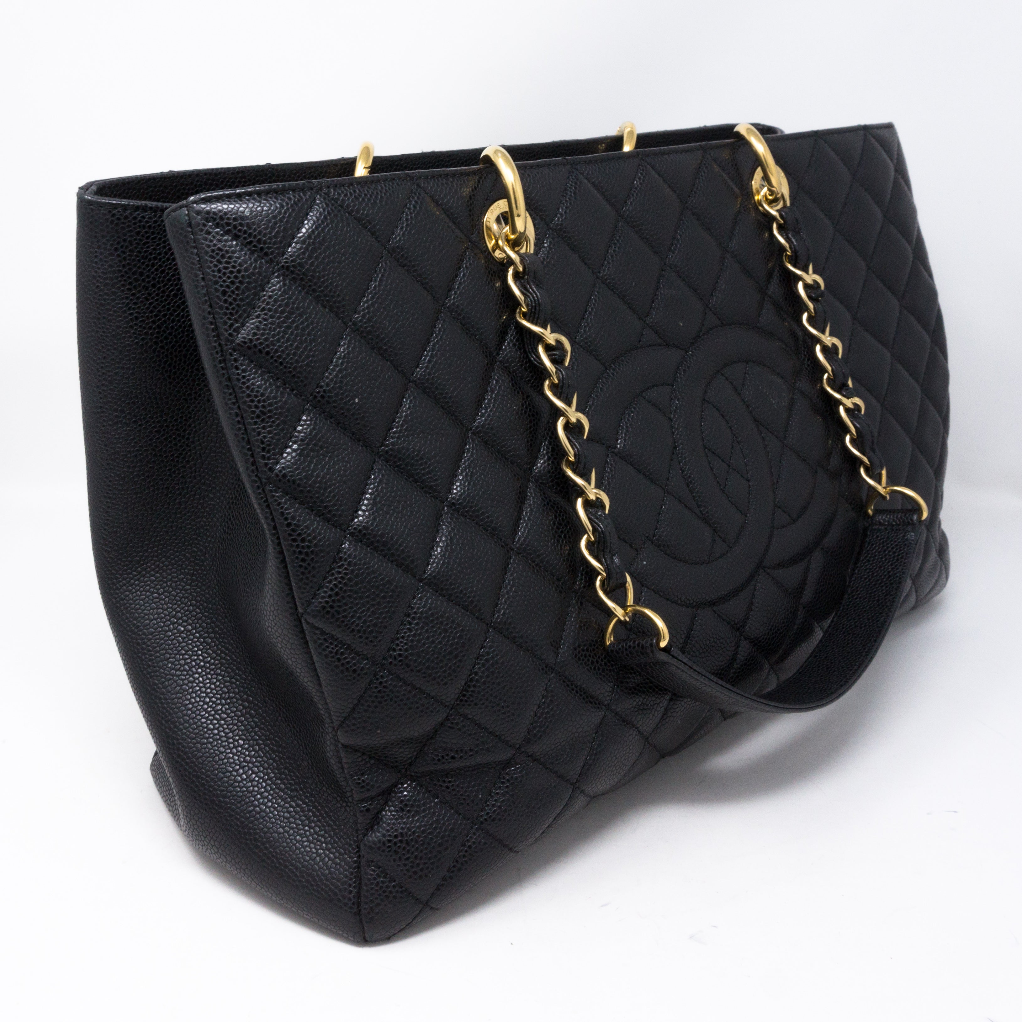 GST XL Grand Shopping Tote Black Caviar Gold
