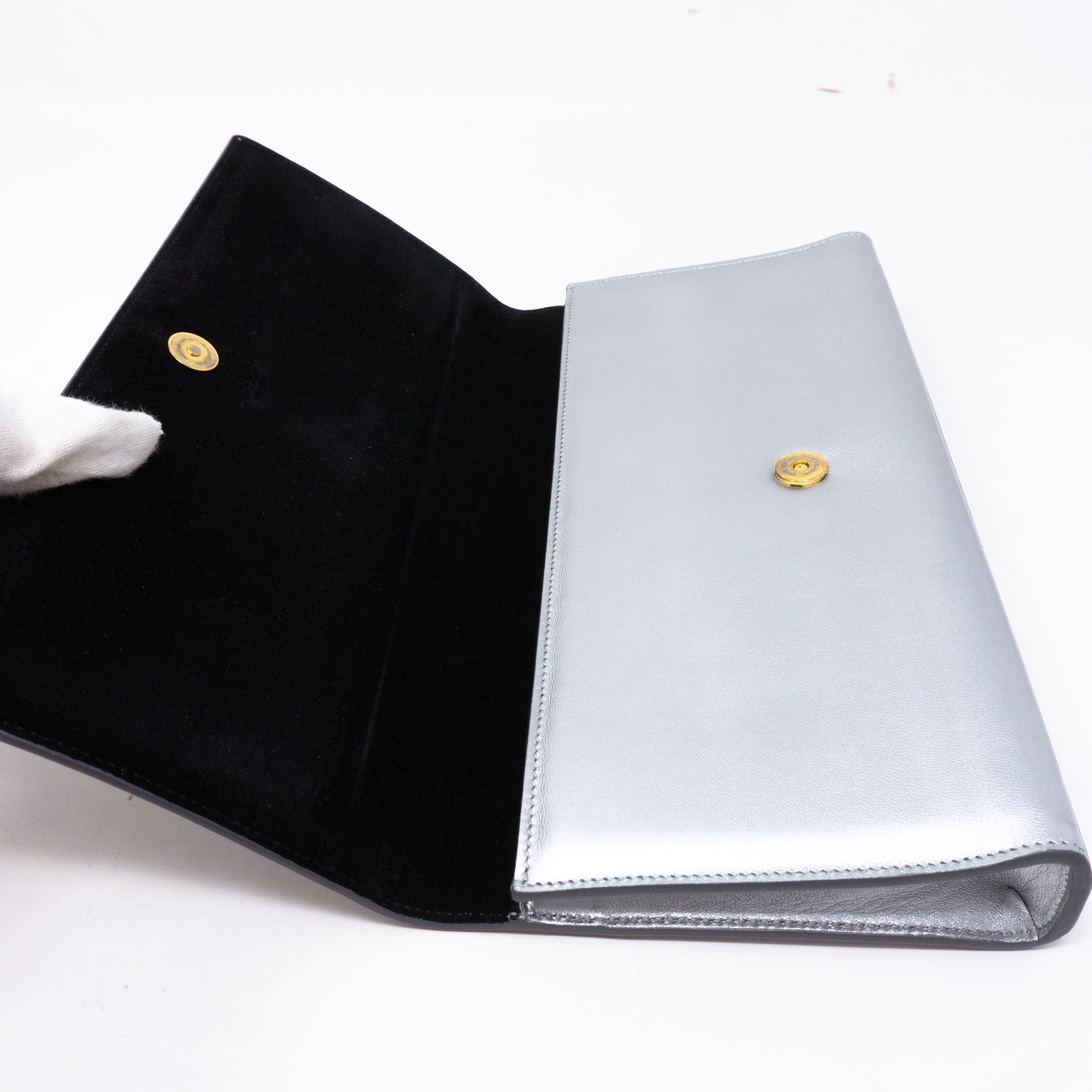 Kate Clutch Silver Leather