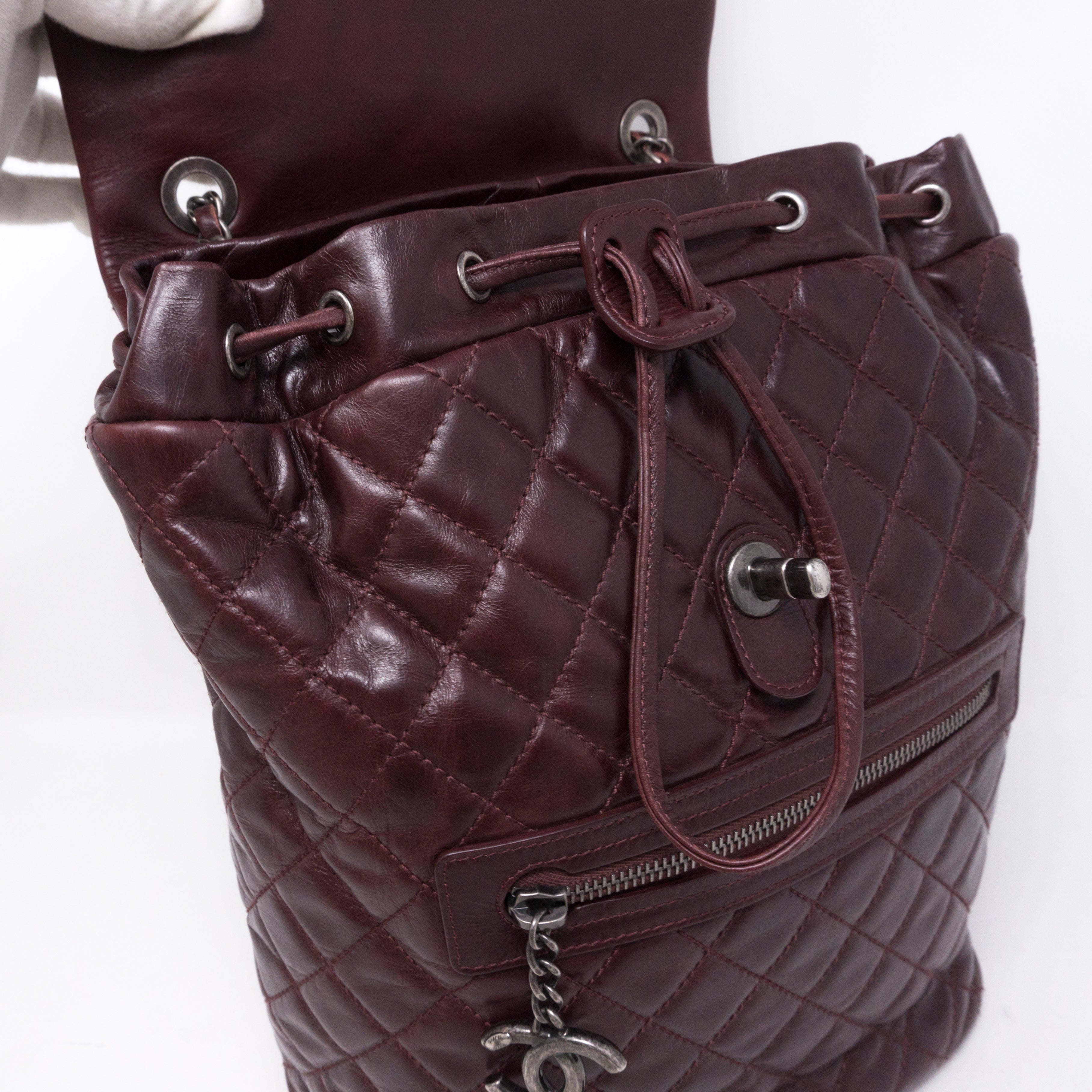 Mountain Backpack Large Quilted Burgundy Glazed Leather