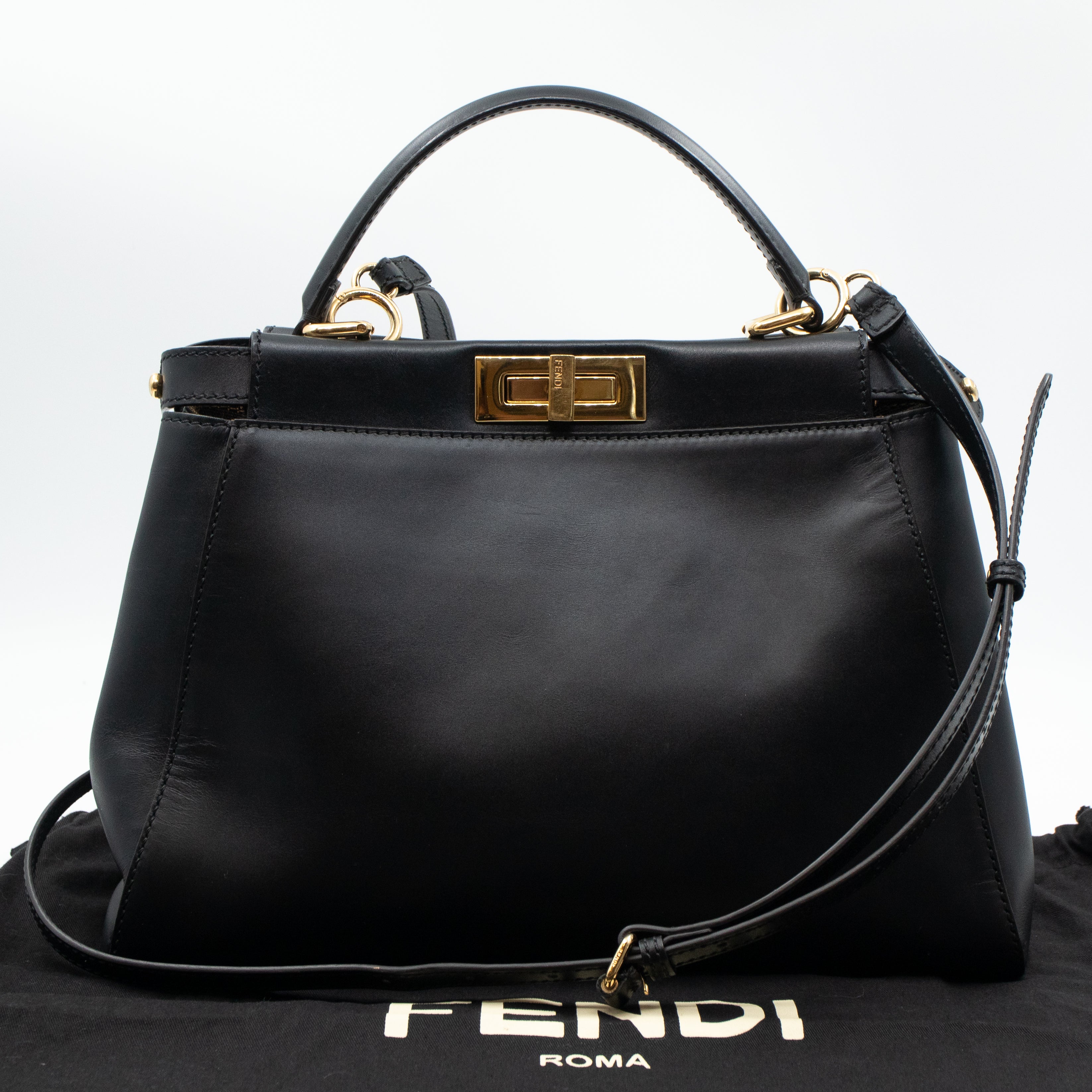 Peekaboo Iconic Medium Black Leather