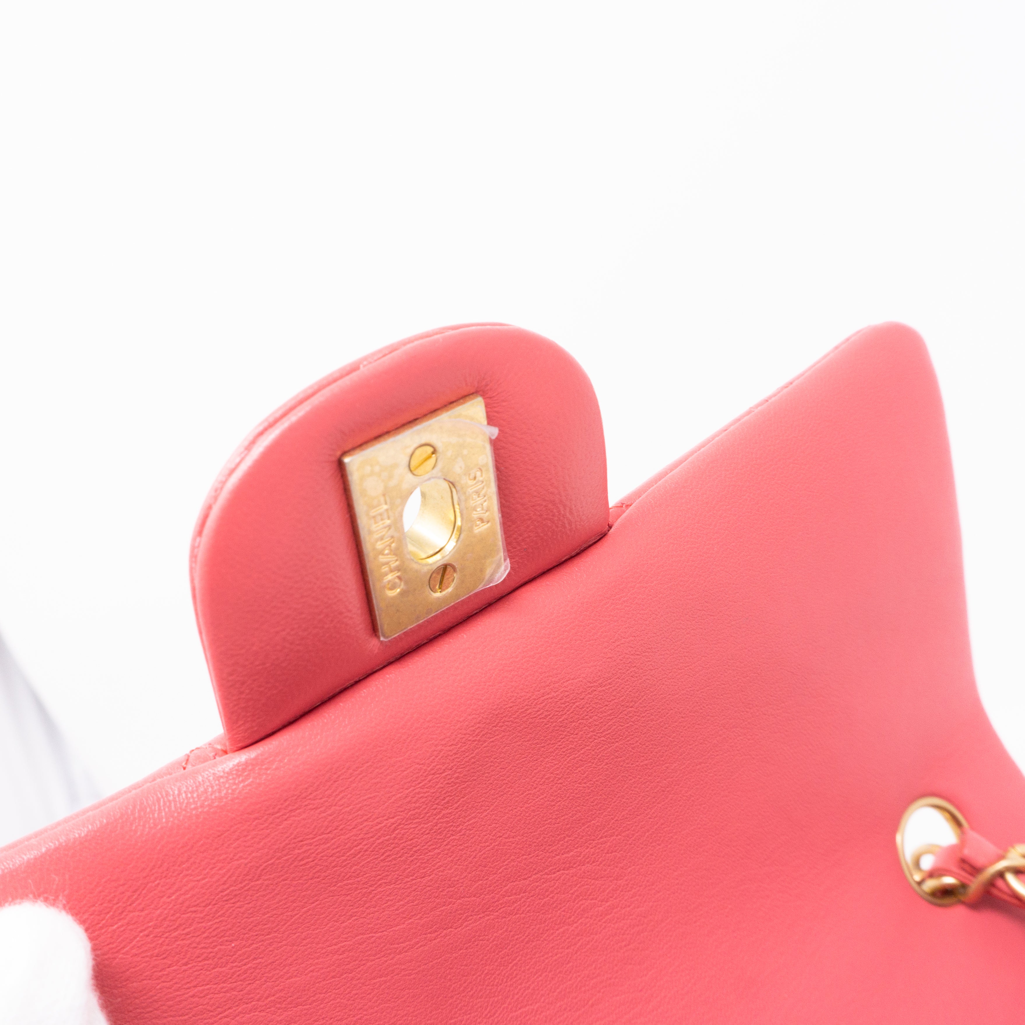 Classic Single Flap Mini Charms Pink Leather
