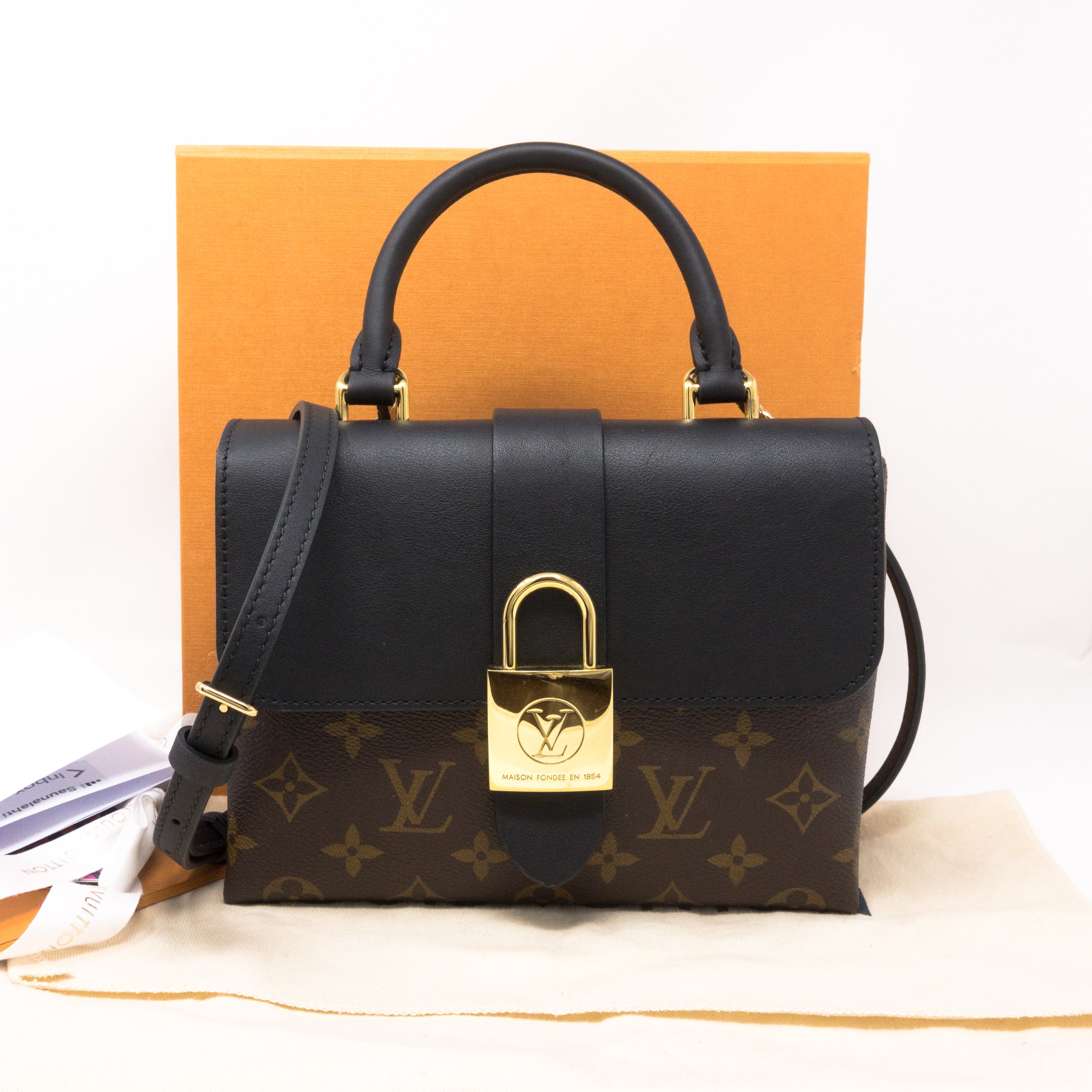 Louis Vuitton Monogram Black Leather Locky BB Bag at 1stDibs
