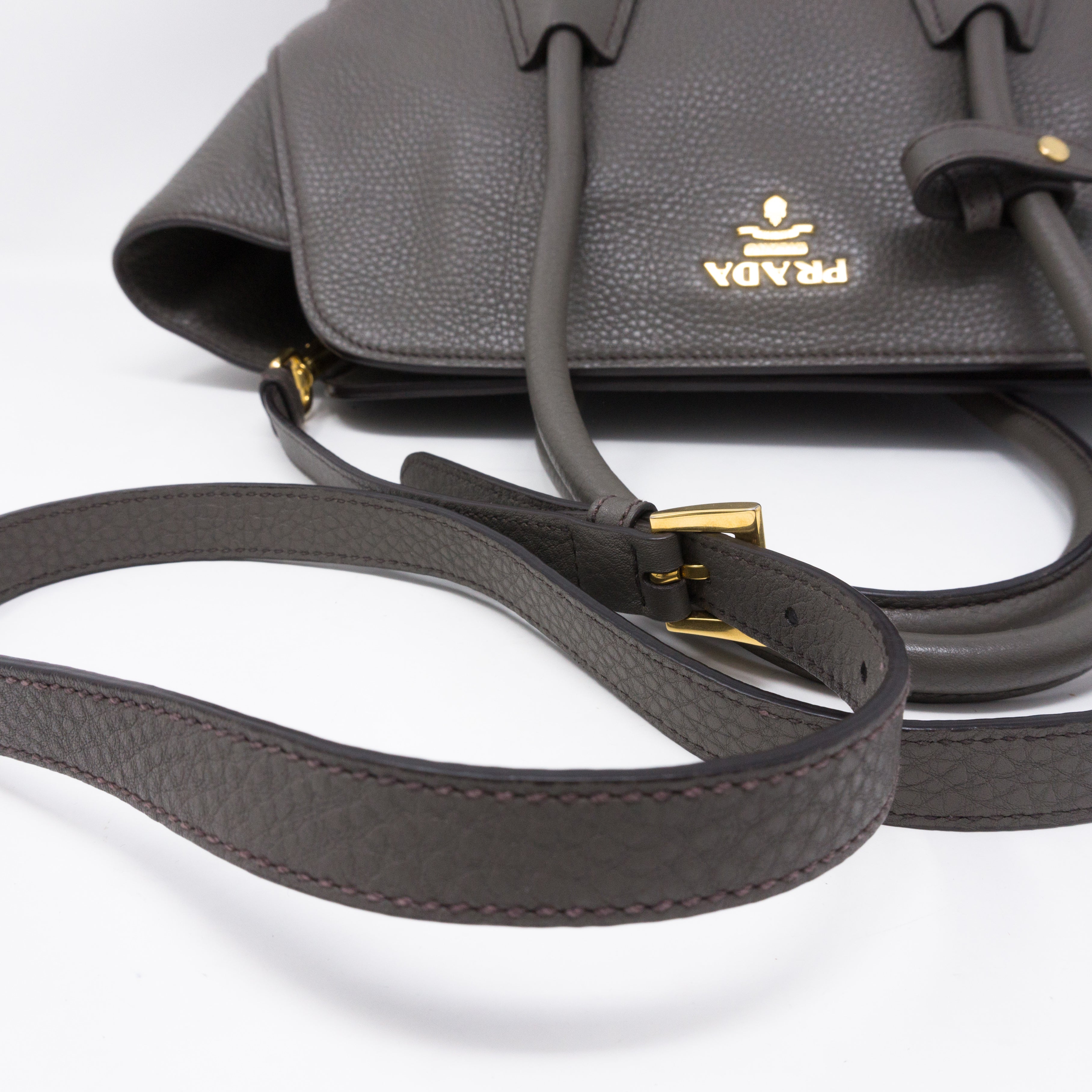 Two-way Handbag Gray Leather