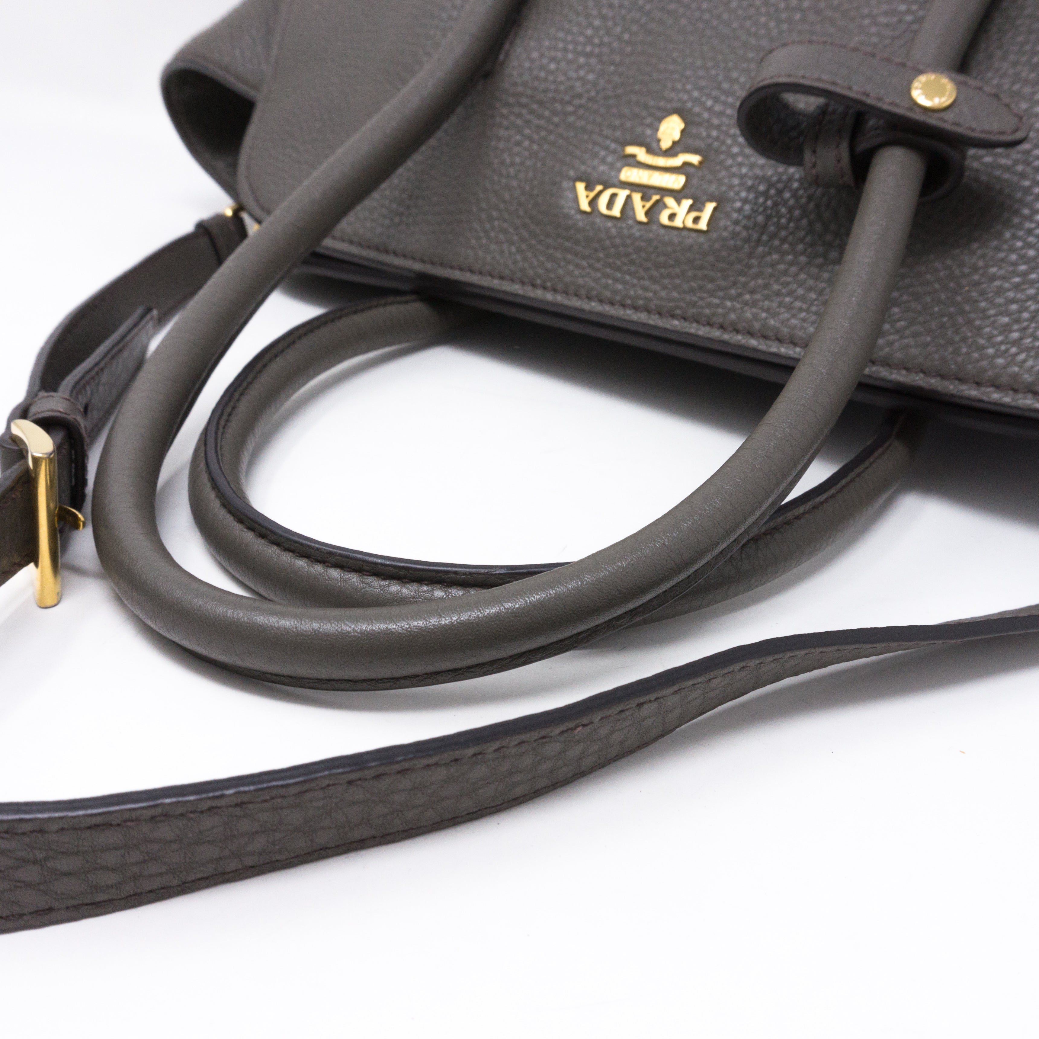 Two-way Handbag Gray Leather