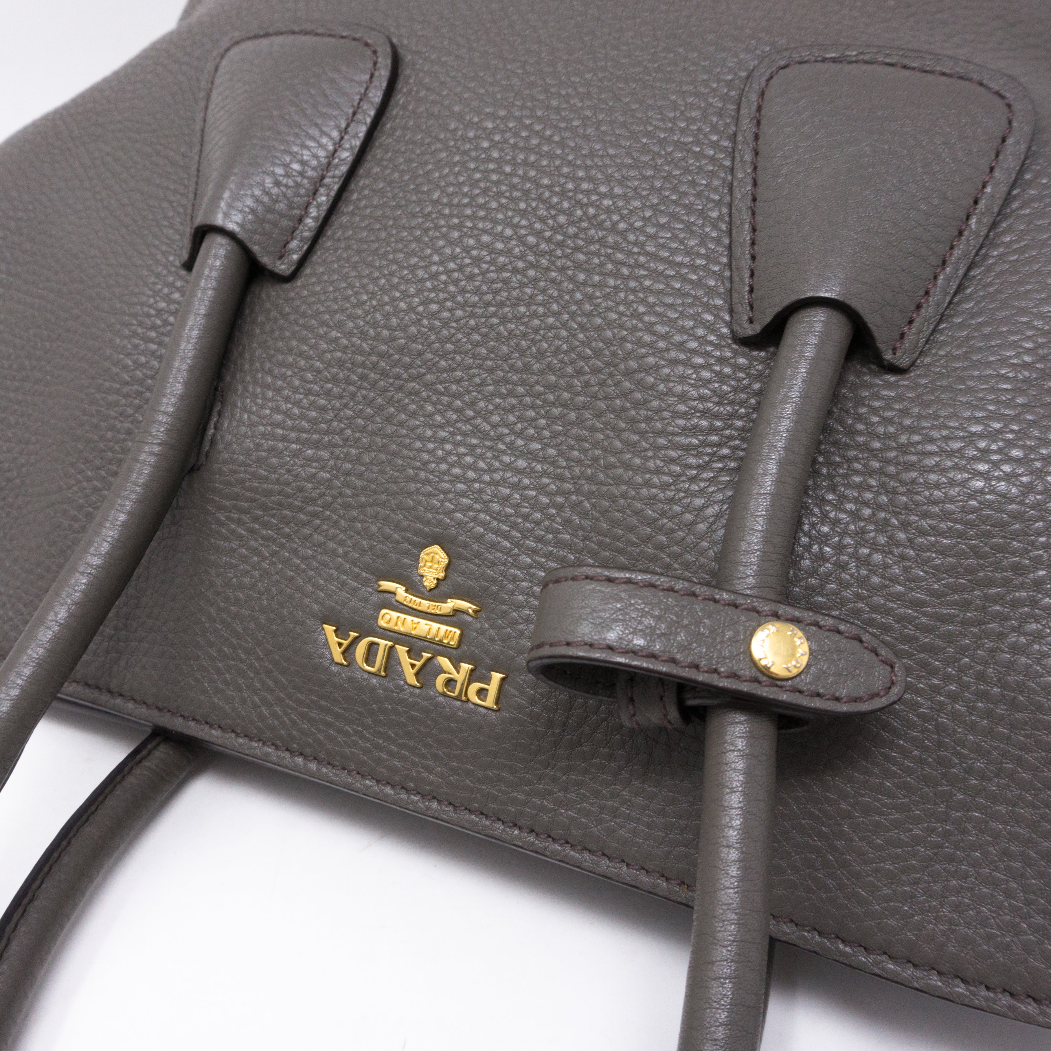 Two-way Handbag Gray Leather