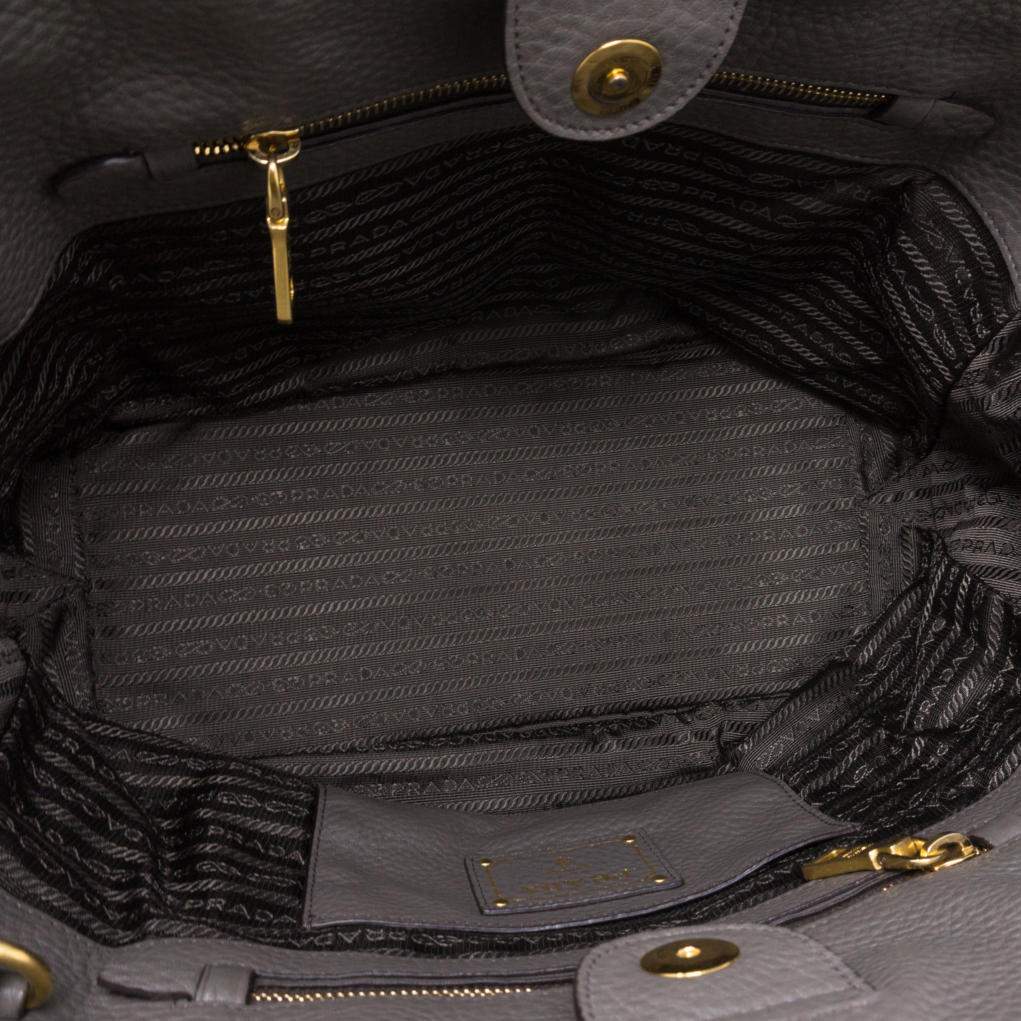 Two-way Handbag Gray Leather