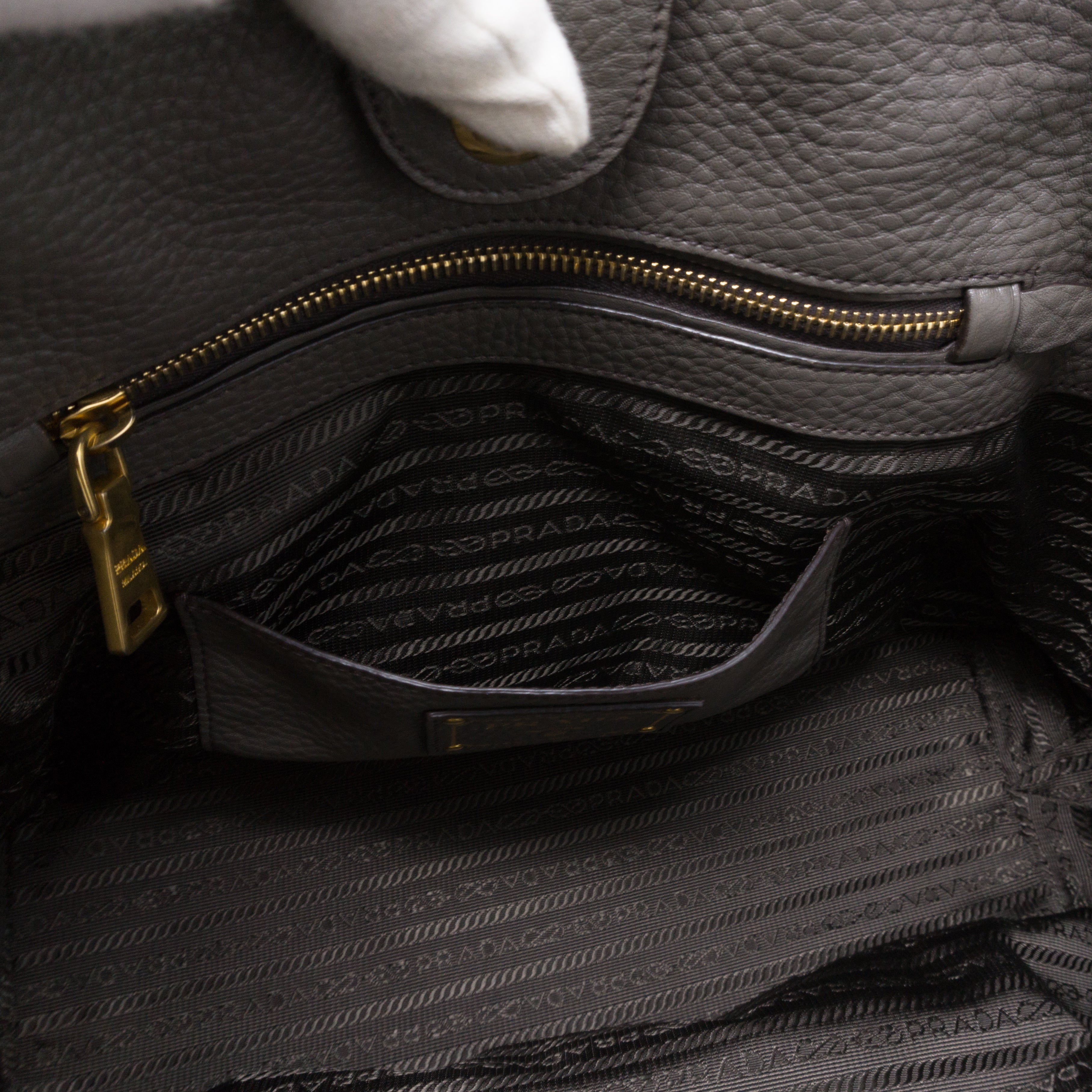 Two-way Handbag Gray Leather