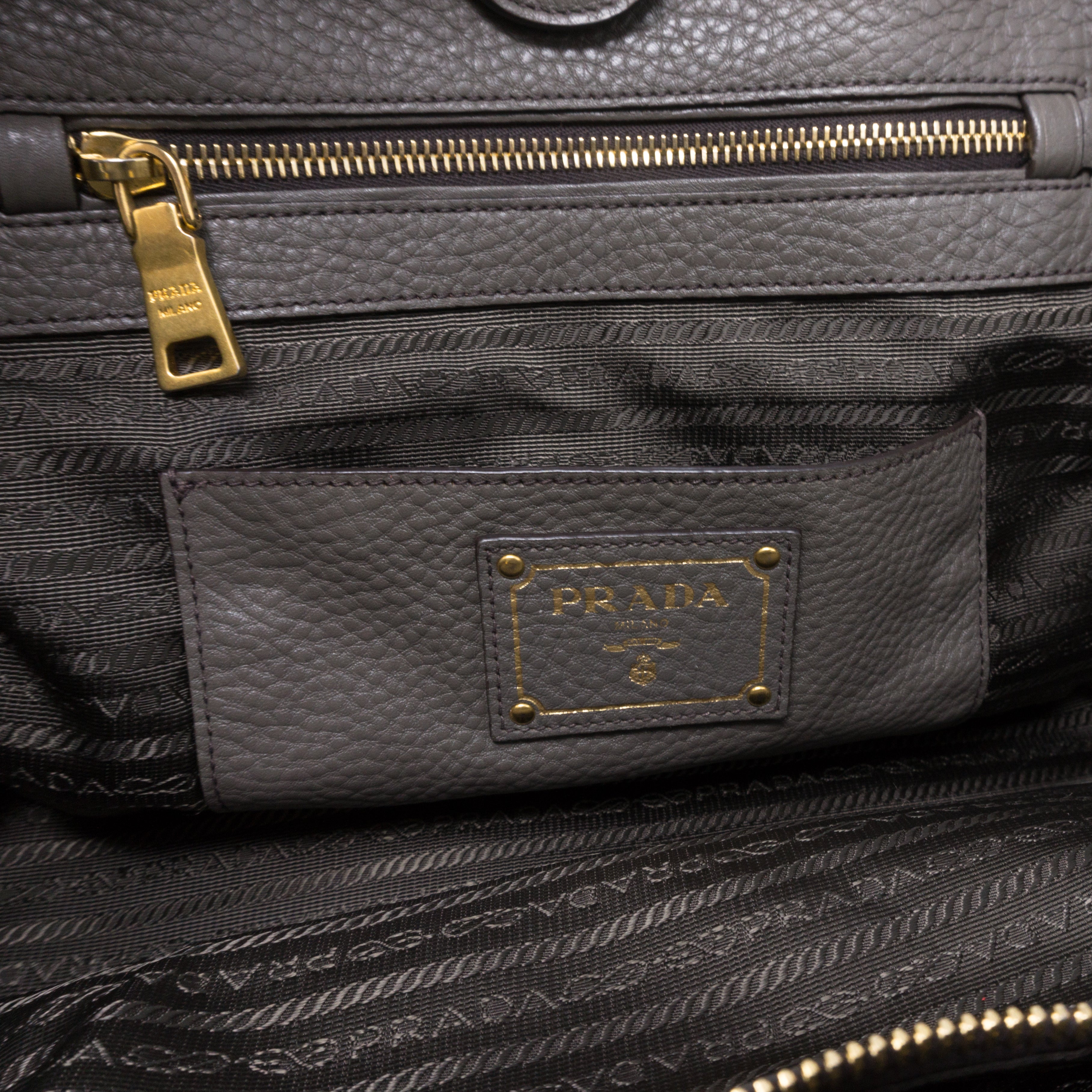 Two-way Handbag Gray Leather