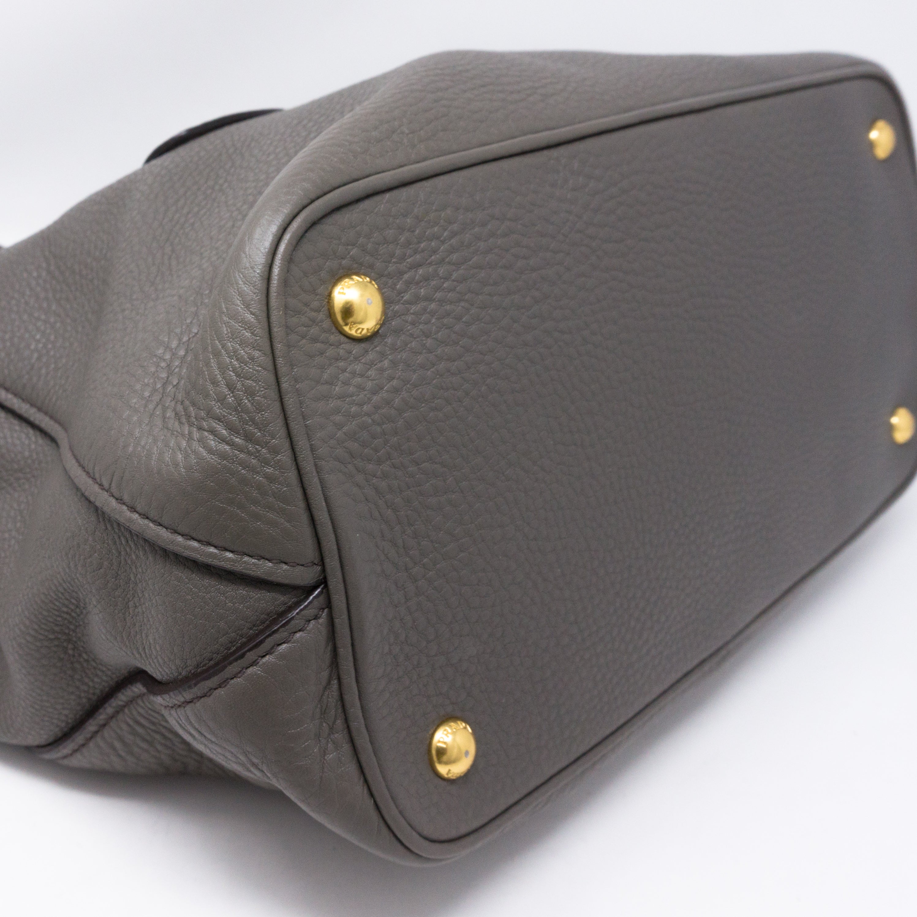 Two-way Handbag Gray Leather