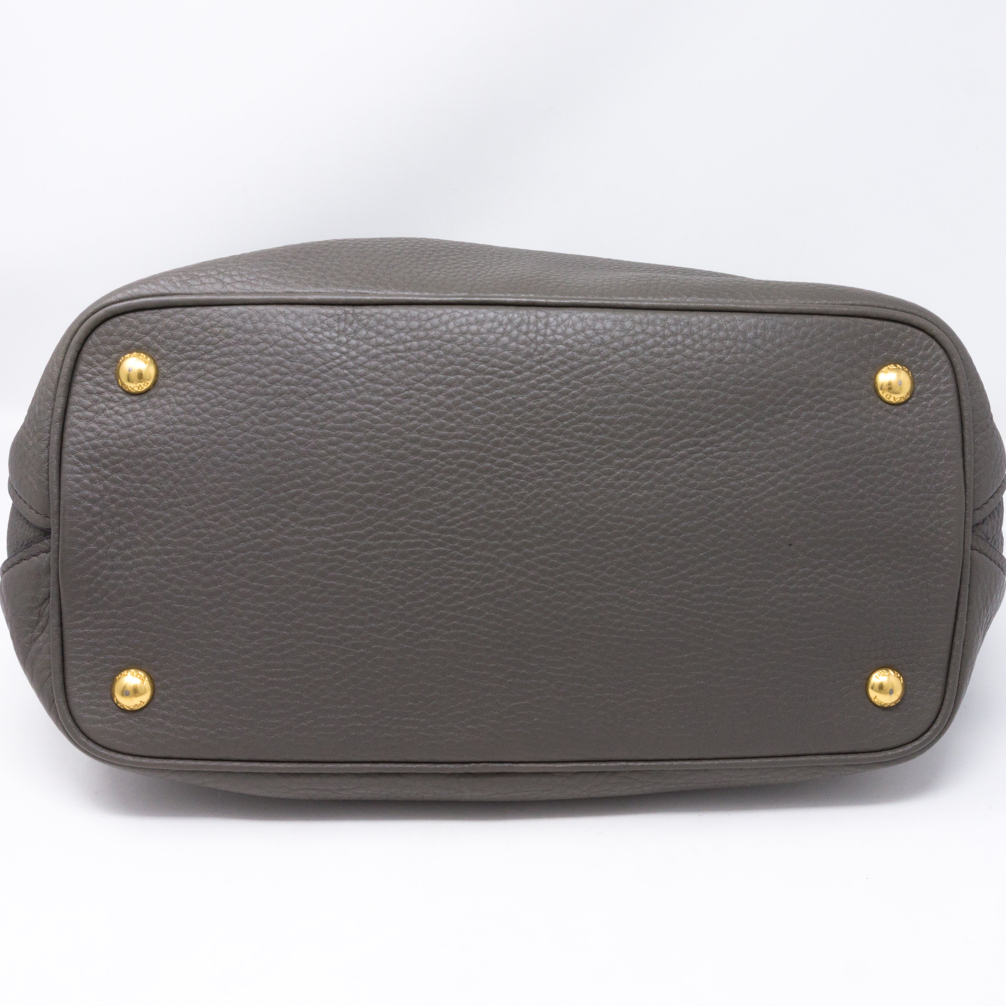 Two-way Handbag Gray Leather