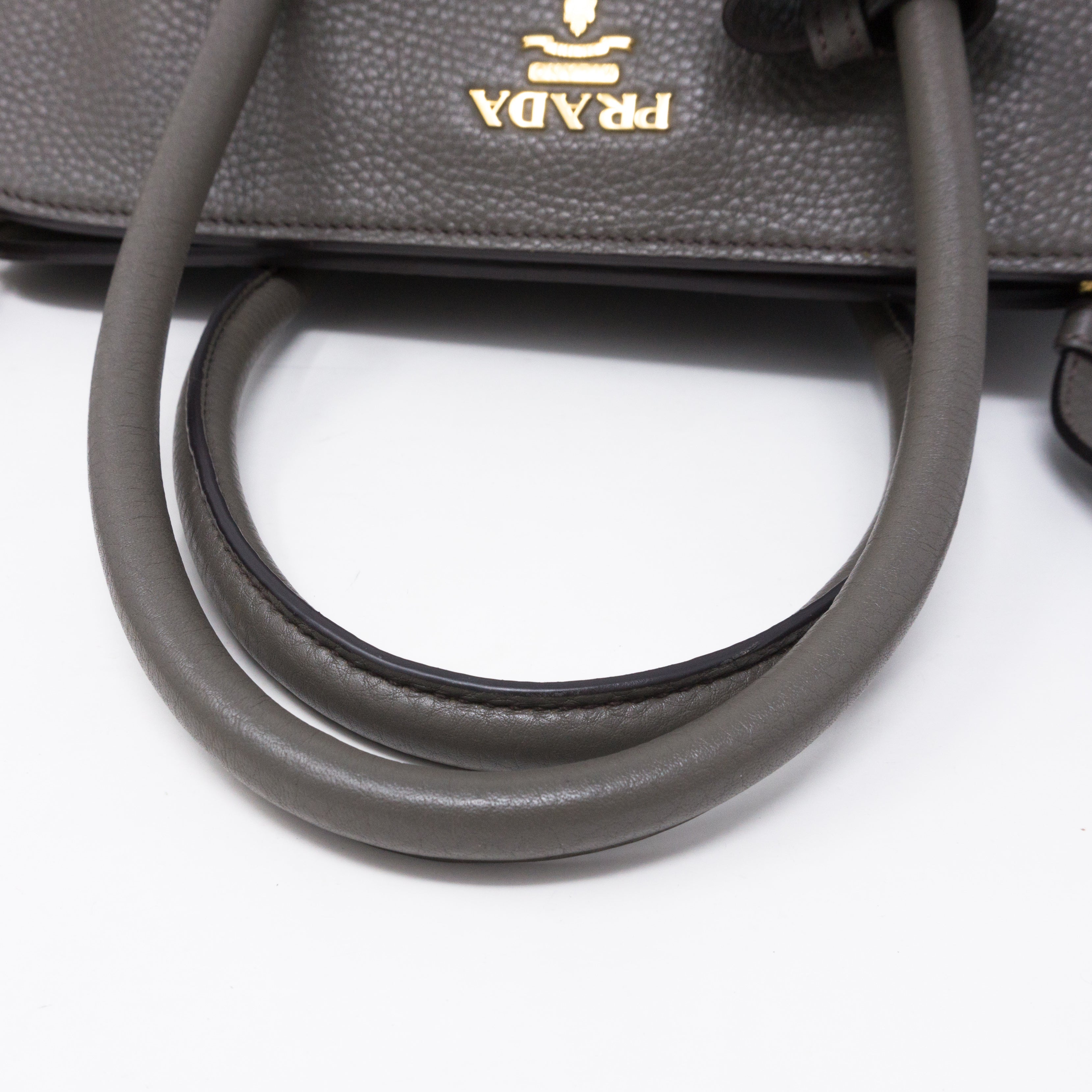 Two-way Handbag Gray Leather