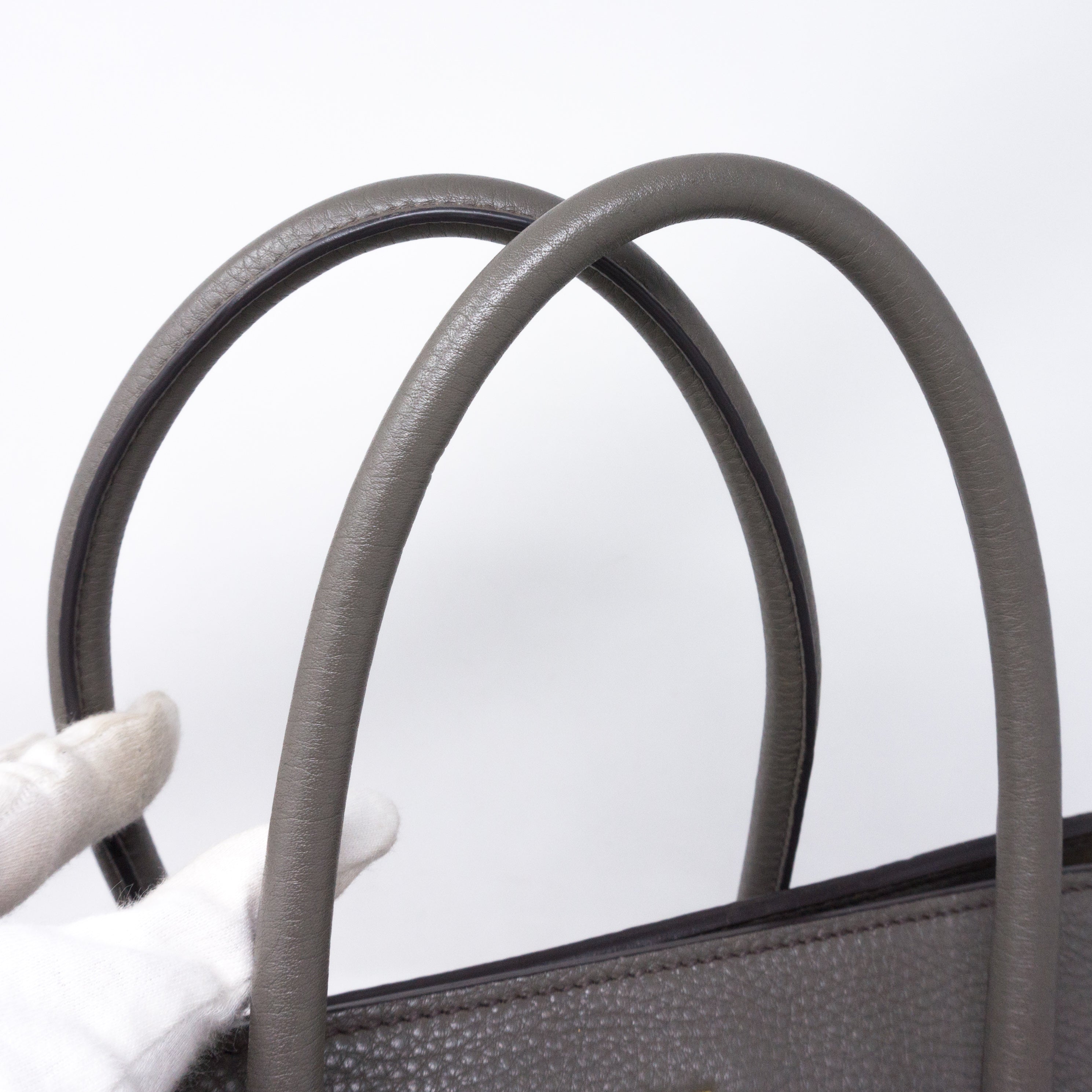 Two-way Handbag Gray Leather