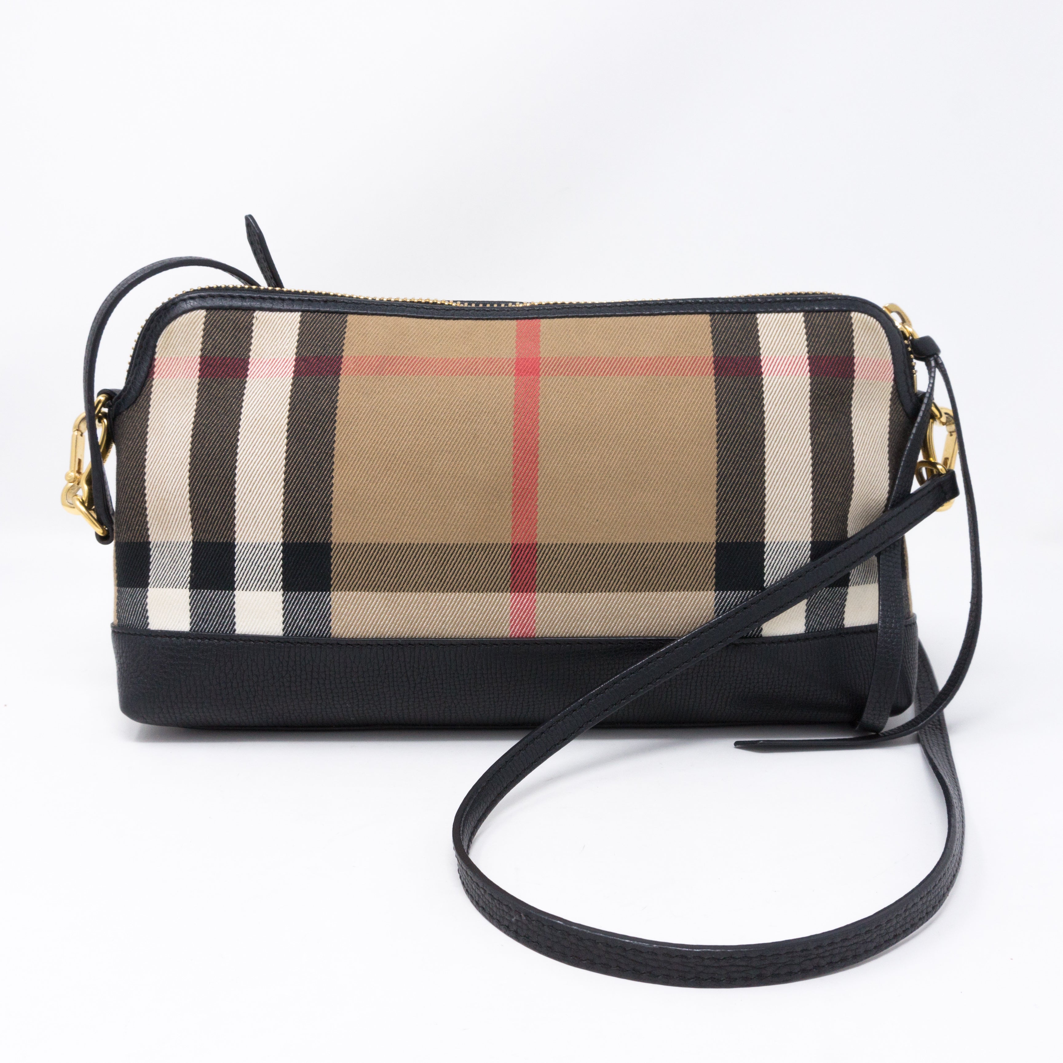 House Check Black Leather Crossbody Bag