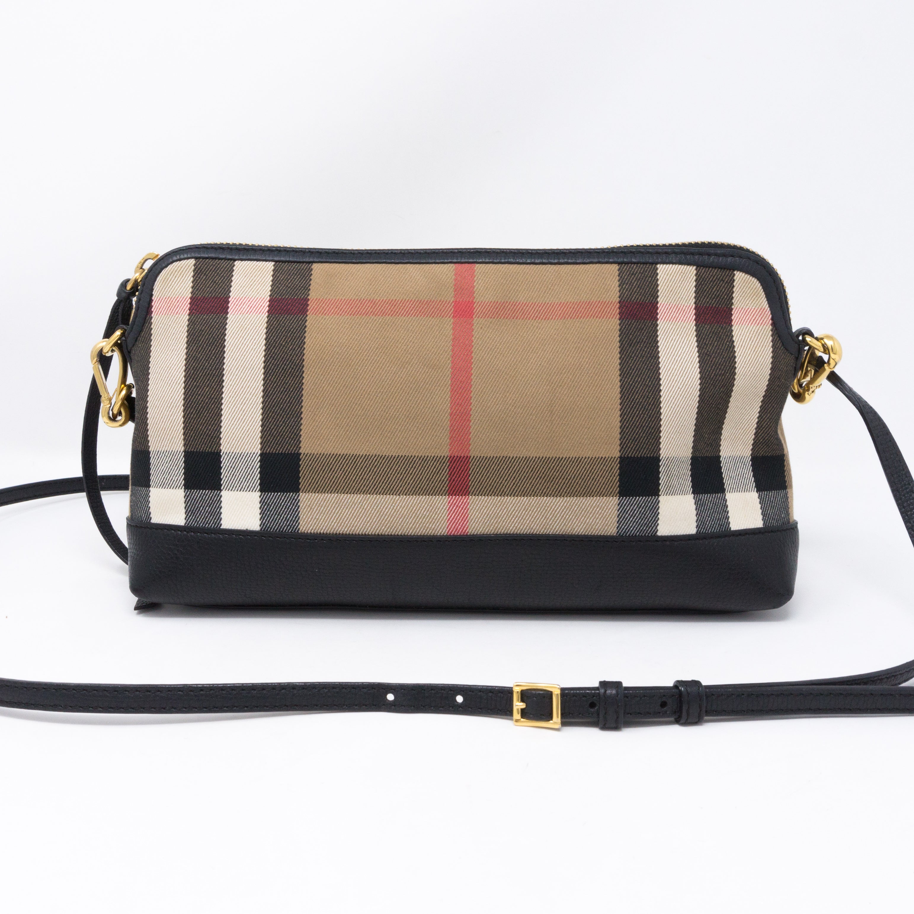 House Check Black Leather Crossbody Bag