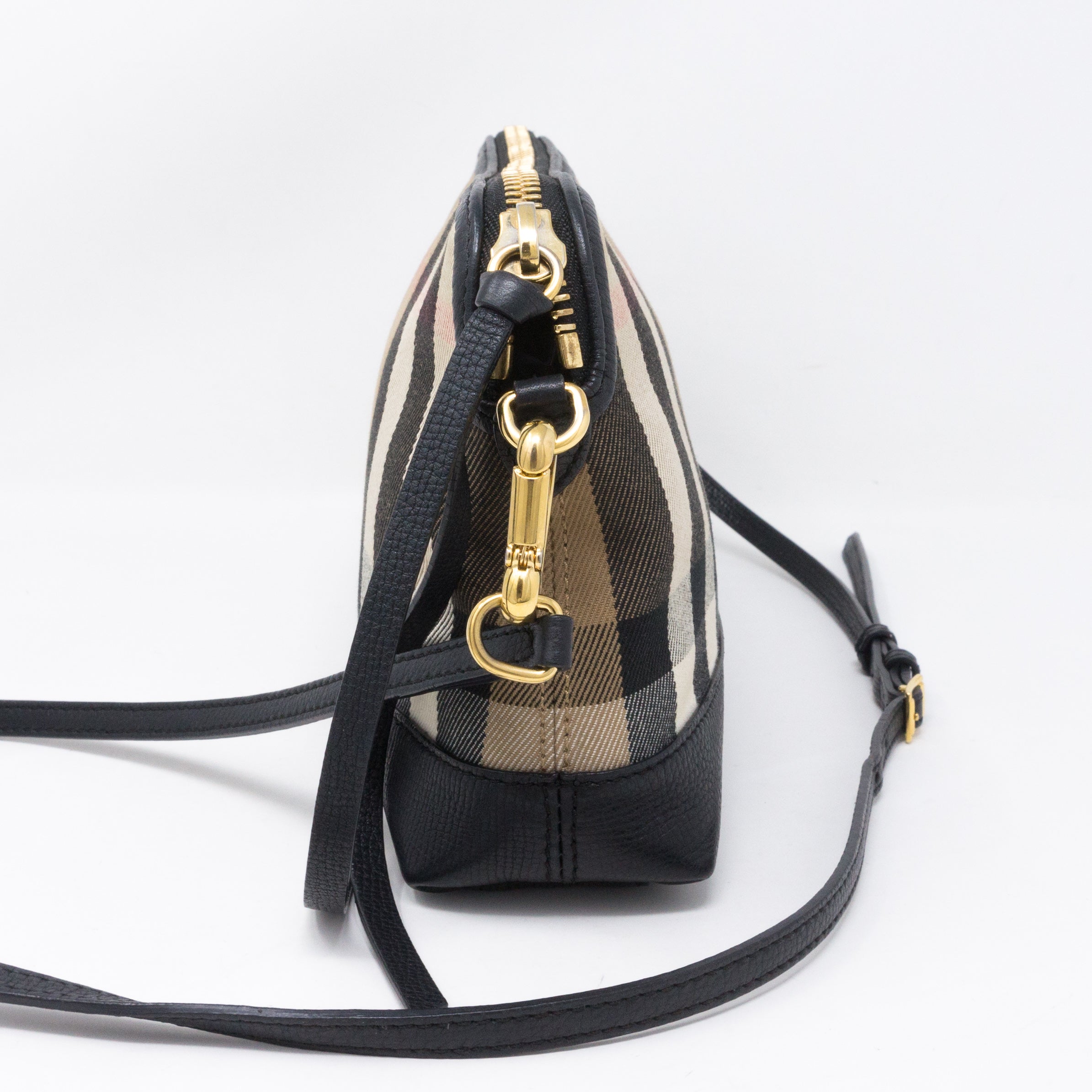 House Check Black Leather Crossbody Bag