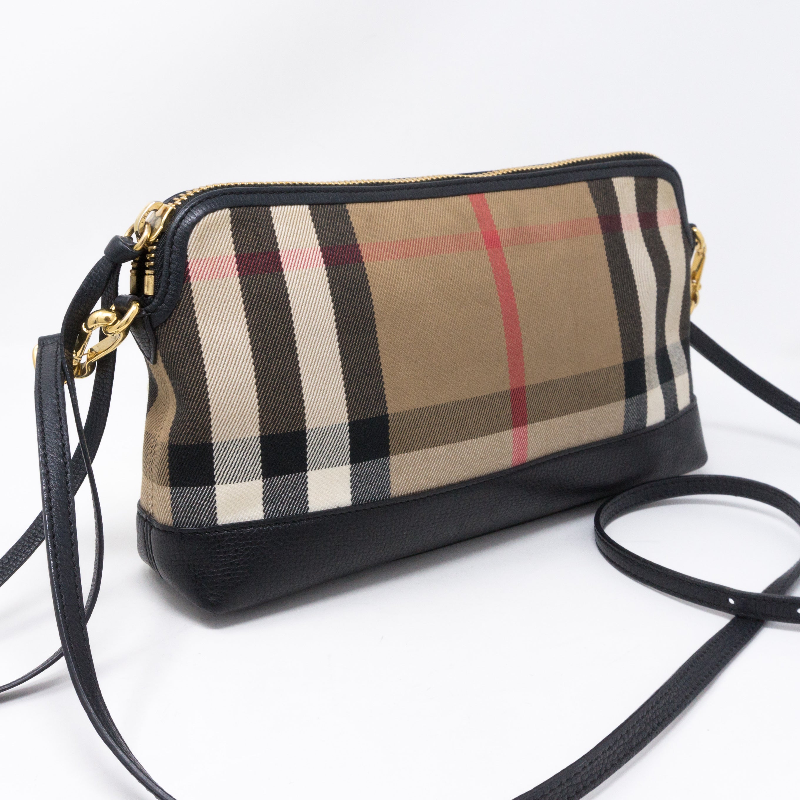 House Check Black Leather Crossbody Bag