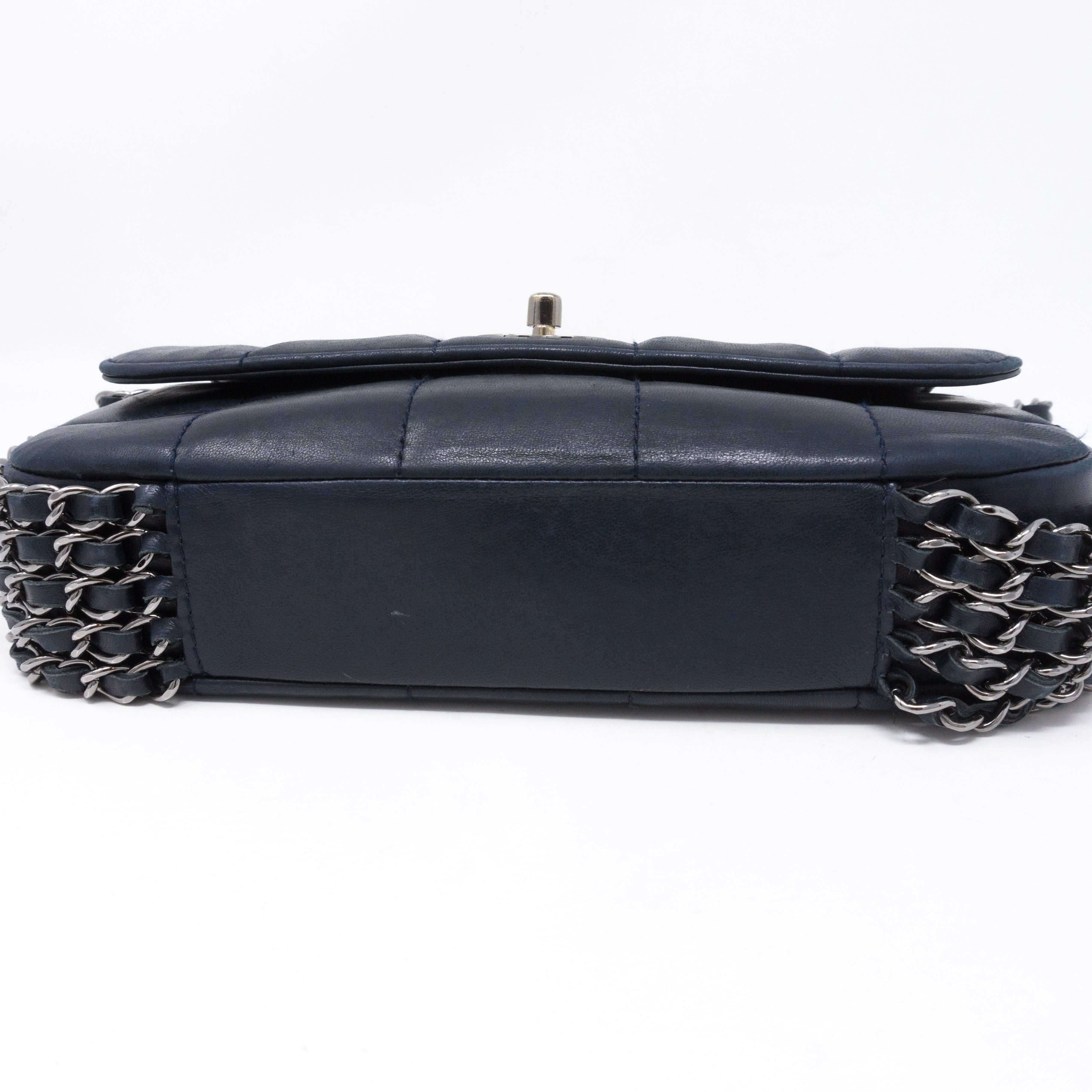 Multiple Chain Flap Bag Navy Blue
